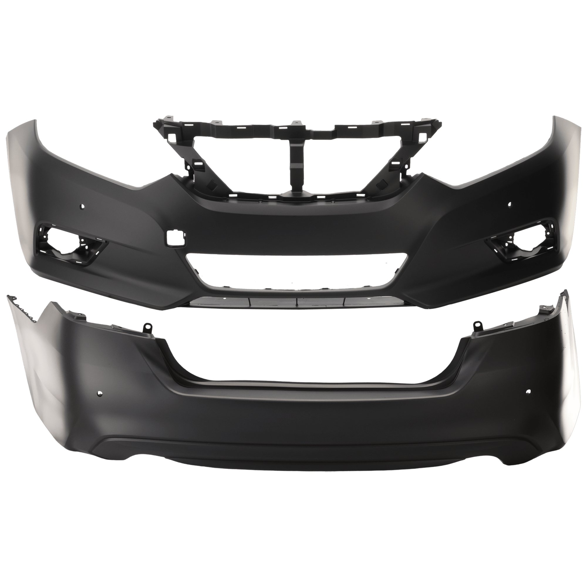 AM ALTIMA 16-18 FRONT AND REAR BUMPER COVER Primed w parking aid sensor holes Front w tow hook hole Rear w o tow hook hole CAPA SKU SET REPN010372PQ A Partslink NI1000312C NI1100311C OEM 620229HS2H 850229HS2H