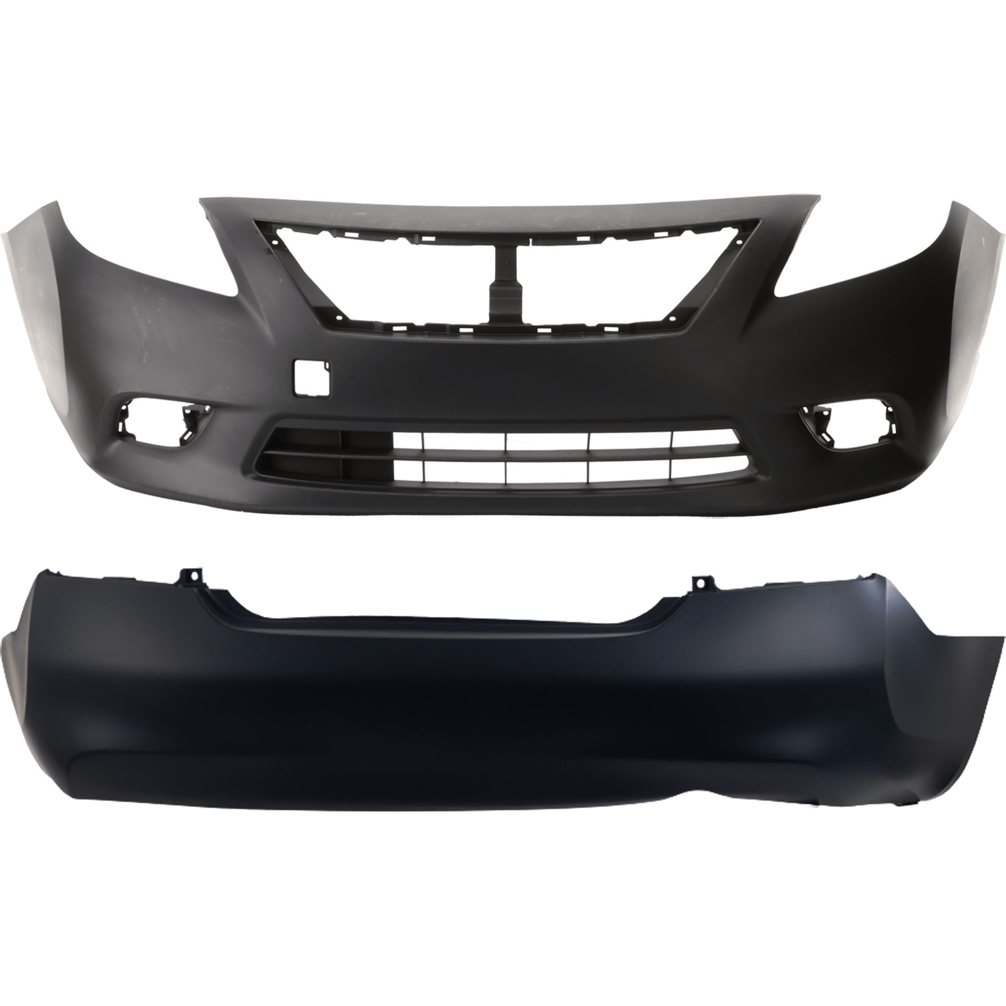 AM VERSA 13-14 FRONT AND REAR BUMPER COVER Primed w o mounting bracket s w o parking aid sensor holes SKU SET REPN010374P