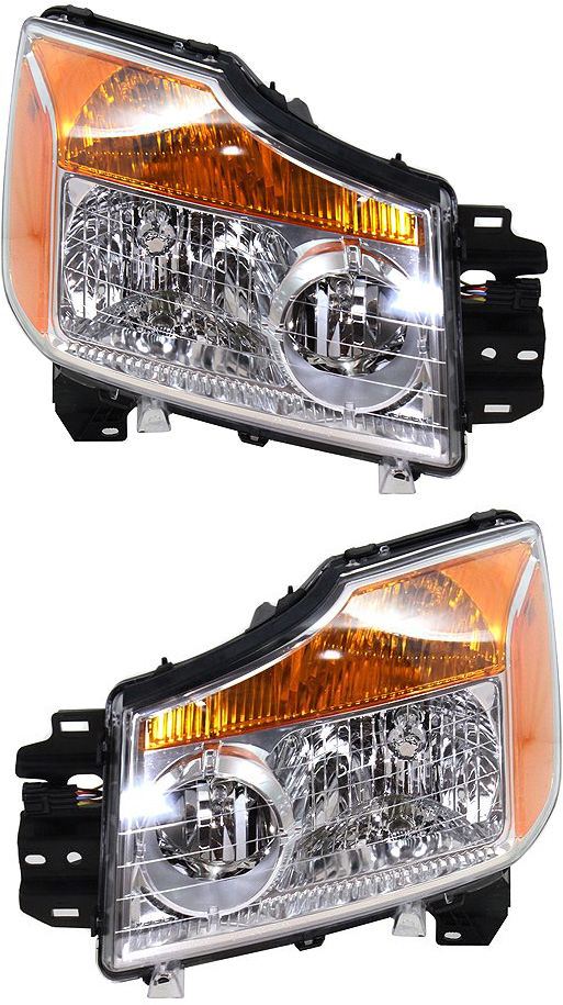 AM TITAN 08-15 HEAD LAMP RH AND LH Assembly Halogen SKU SET REPN100113 Partslink NI2502168 NI2503168 OEM 260609FF0A 260109FF0A