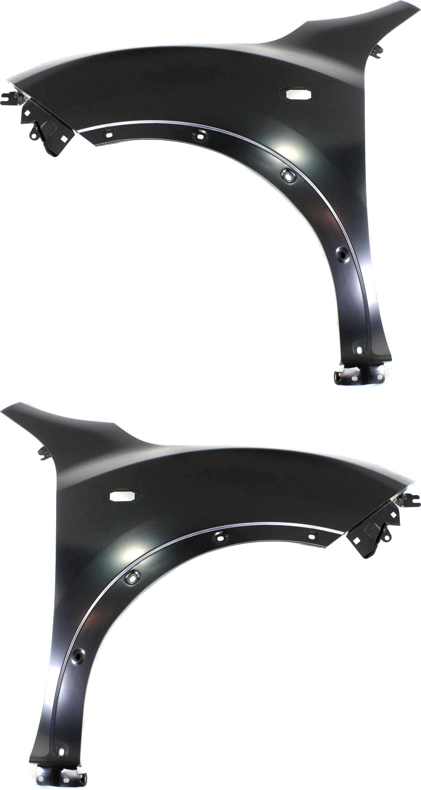 AM JUKE 11-13 FRONT FENDER RH AND LH Primed w Side Marker Light and Fender Flare Holes CAPA SKU SET REPN220117Q Partslink NI1241200C NI1240200C OEM FCA001KAMA FCA011KAMA