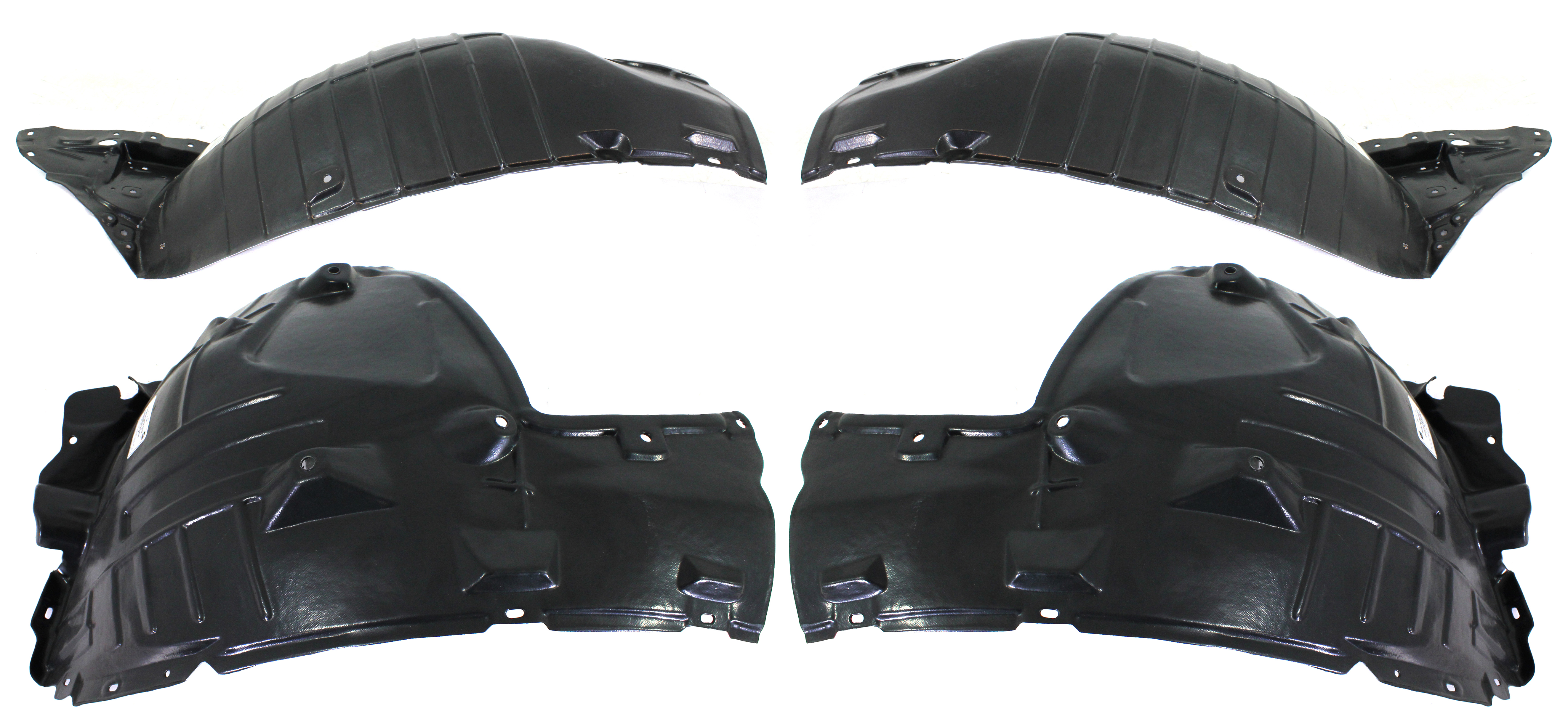 AM 370Z 09-20 FRONT FENDER LINER RH AND LH Front and Rear Section SKU SET REPN222119-4 Partslink NI1248121 NI1248122 NI1249121 NI1249122 OEM 638421EA0A 638431EA0A 638441EA