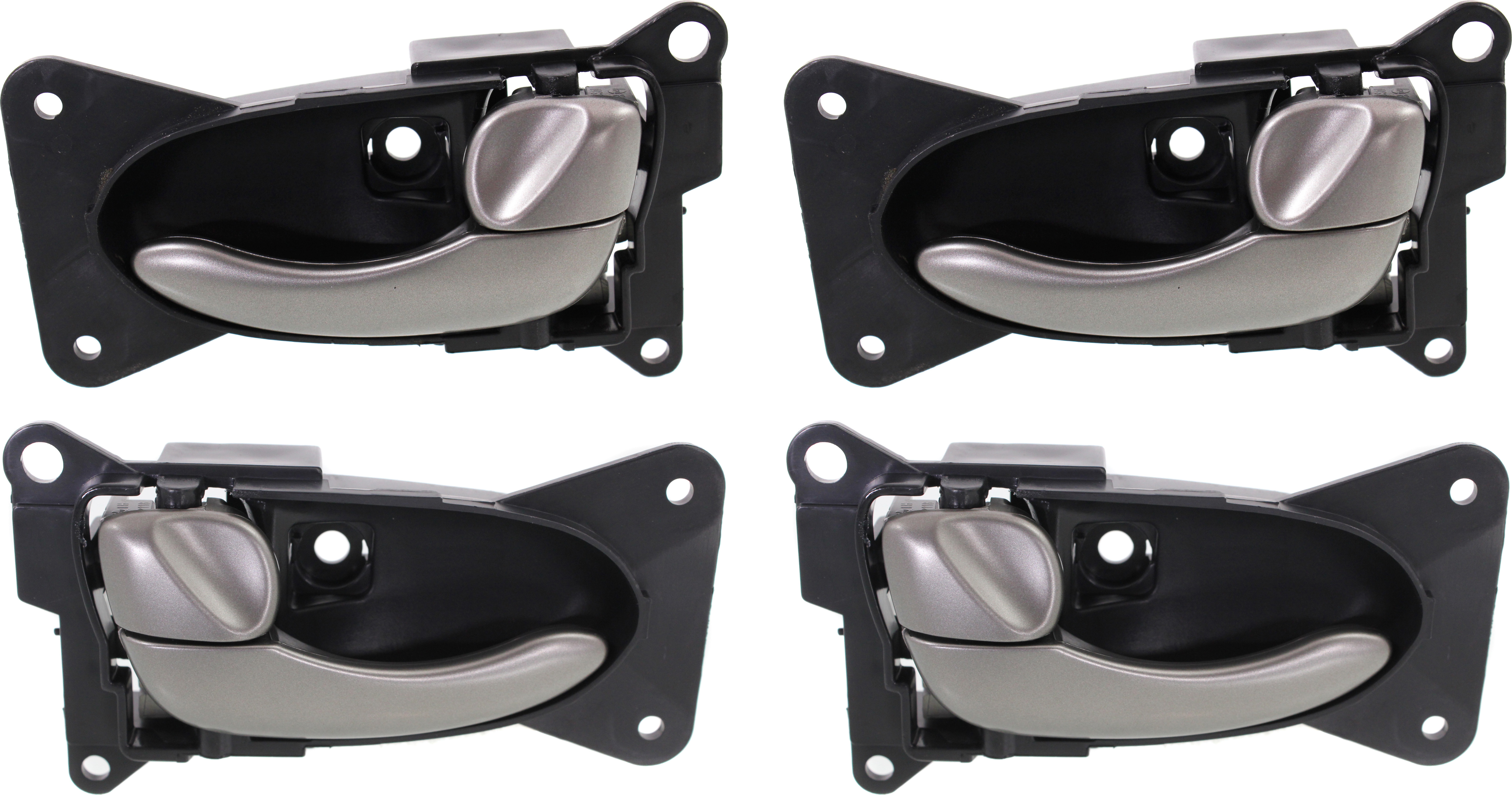 AM ALTIMA 02-05 INTERIOR DOOR HANDLE Set of 4 Front and Rear RH and LH Black bezel with silver lever SKU SET REPN462169-4 Partslink NI1353137 NI1352137 OEM 806708J001-806718J001