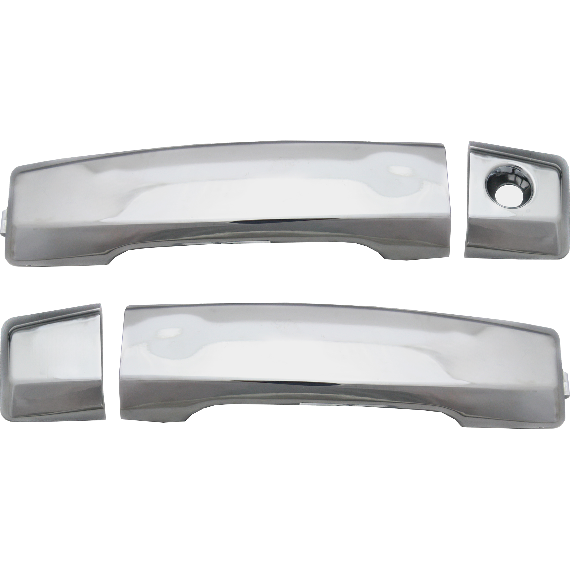 AM TITAN 04-18 FRONT EXTERIOR DOOR HANDLE RH AND LH All Chrome Handle+Cap w o Keyhole SKU SET REPN462345 Partslink FDH010268 FDH010267 OEM 80640ZC00A 80646ZC00A 80647ZC0
