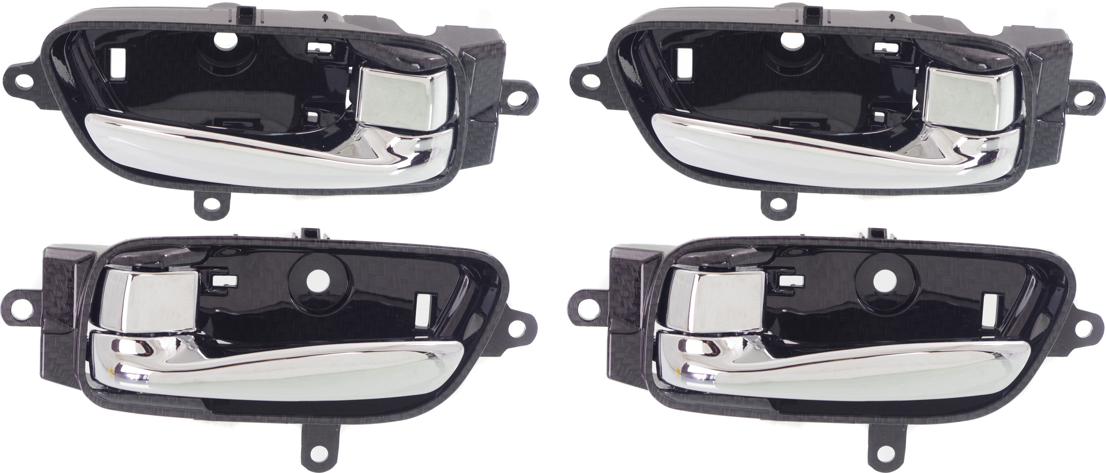 AM ALTIMA 13-18 PATHFINDER 13-22 FRONT AND REAR INTERIOR DOOR HANDLE RH AND LH Set of 4 Black bezel with chrome lever SKU SET REPN462381-4 OEM 806703XA0A PFM 806713XA0A PFM