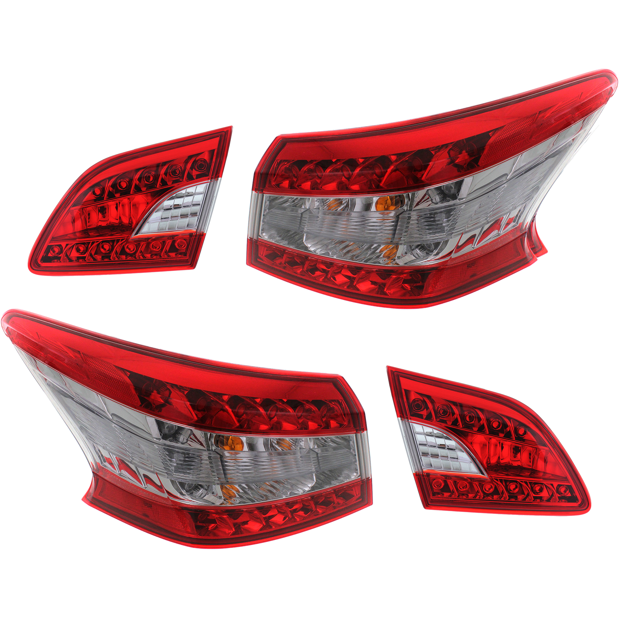 AM SENTRA 13-15 TAIL LAMP RH AND LH Inner and Outer Inner Lens and Housing Outer Assembly Halogen SKU SET REPN730181-4 Partslink NI2805100 NI2804100 NI2803102 NI2802102 OEM 265503SG0A 265553SG0A 265503SH
