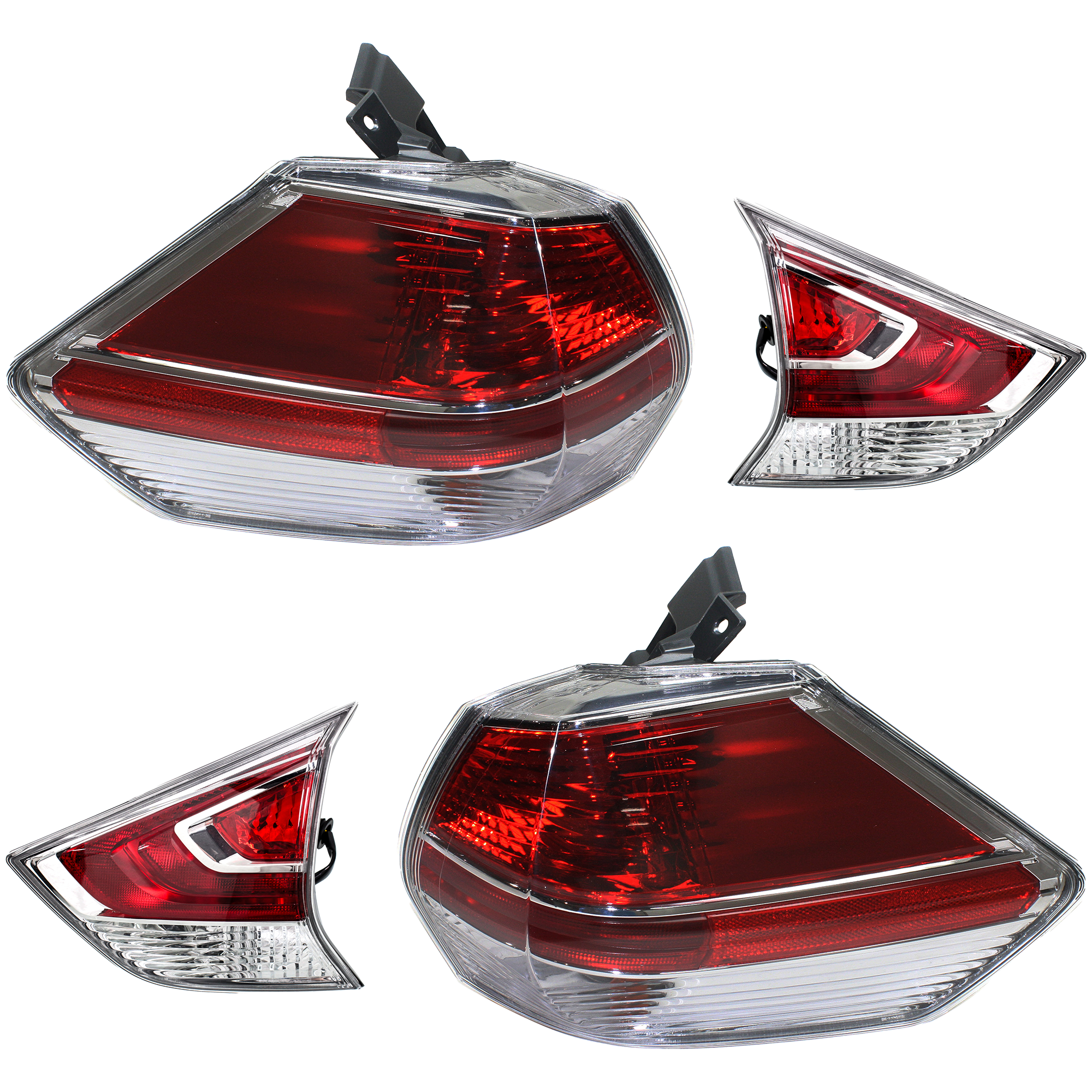 AM ROGUE 14-16 TAIL LAMP RH AND LH Inner and Outer Assembly Halogen Set of 4 CAPA SKU SET REPN730303Q 4 Partslink NI2802103C NI2803103C NI2804102C NI2805102C OEM 265504BA0A 265504BA1A 265554BA