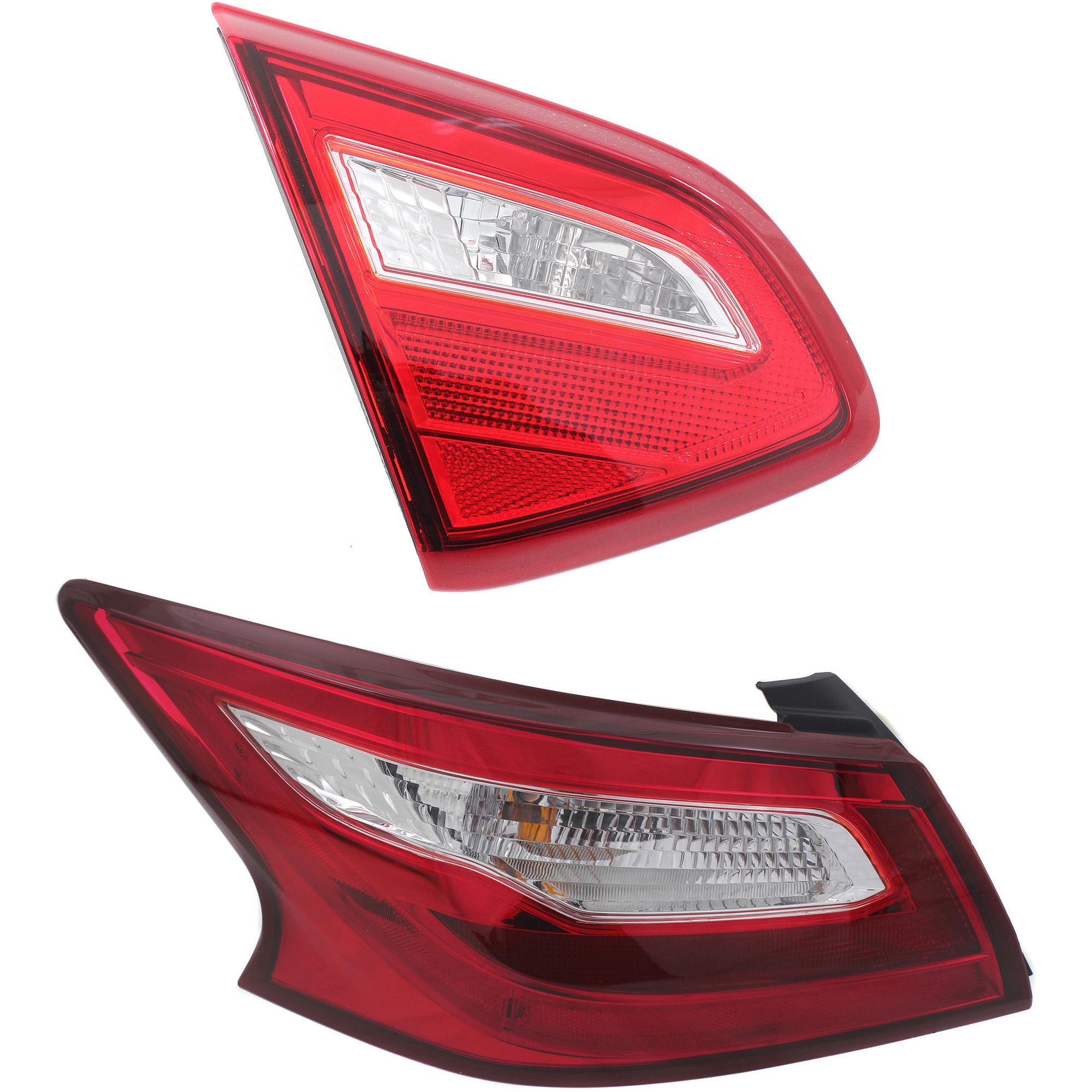AM ALTIMA 16-17 TAIL LAMP LH Inner and Outer Assembly Clear Red Lens Chrome Interior SKU SET REPN730314 A Partslink NI2802110 NI2804106 OEM 265459HS0A 265559HS0A