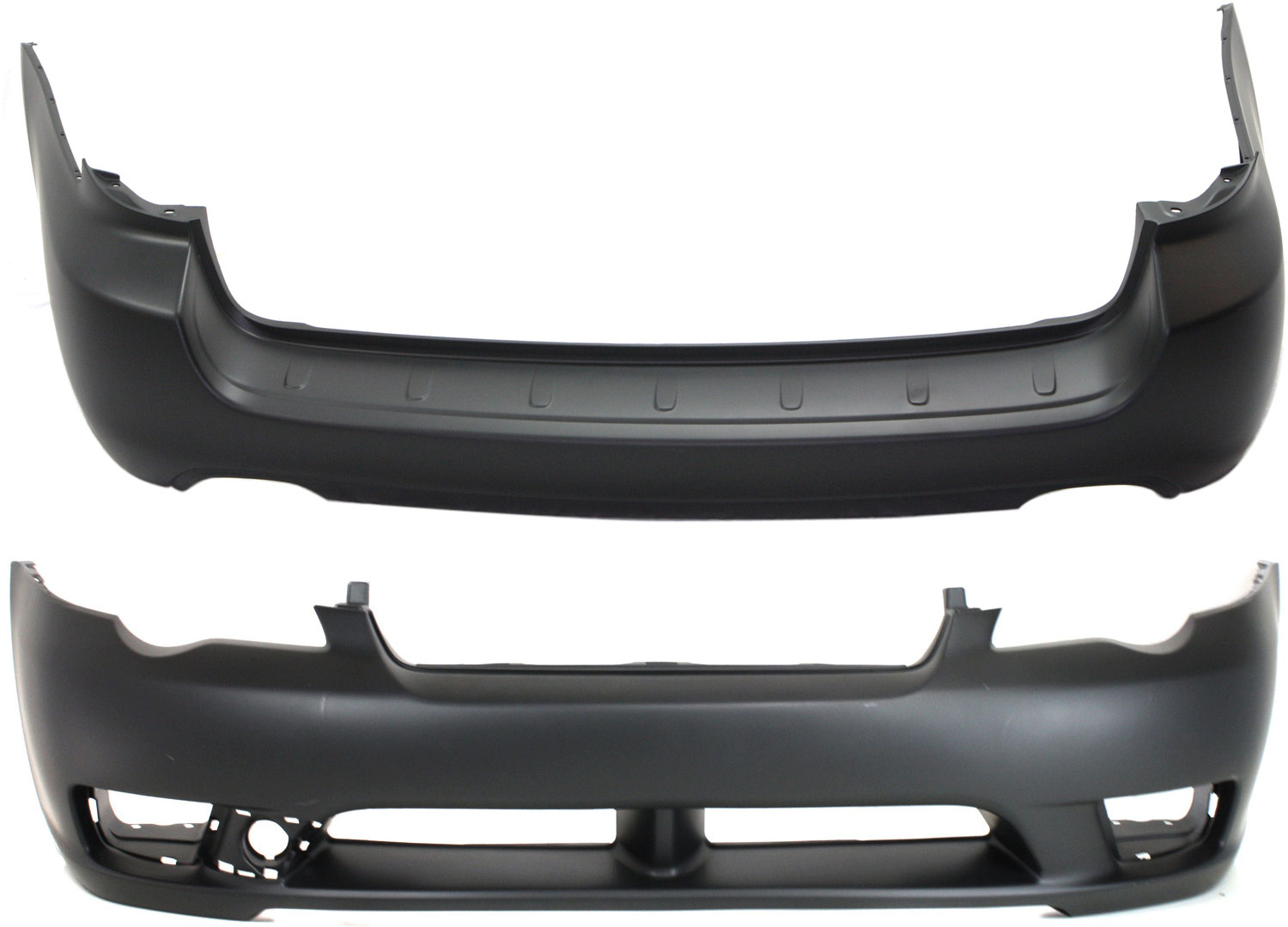 AM LEGACY 05-07 FRONT AND REAR BUMPER COVER Primed SKU SET REPS010303P 2 Partslink SU1000149 SU1100153 OEM 57704AG02A 57704AG09A