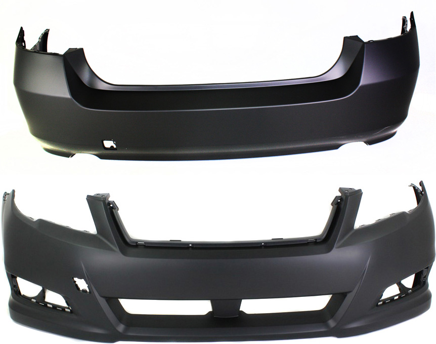 AM LEGACY 10-12 FRONT AND REAR BUMPER COVER Primed SKU SET REPS010327P 2 Partslink SU1000166 SU1100165 OEM 57704AJ08A 57704AJ06A