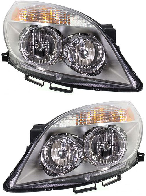 AM AURA 07-07 HEAD LAMP RH AND LH Assembly Halogen To 4-11-07 SKU SET REPS100107 Partslink GM2502305 GM2503305 OEM 25818866-25818867