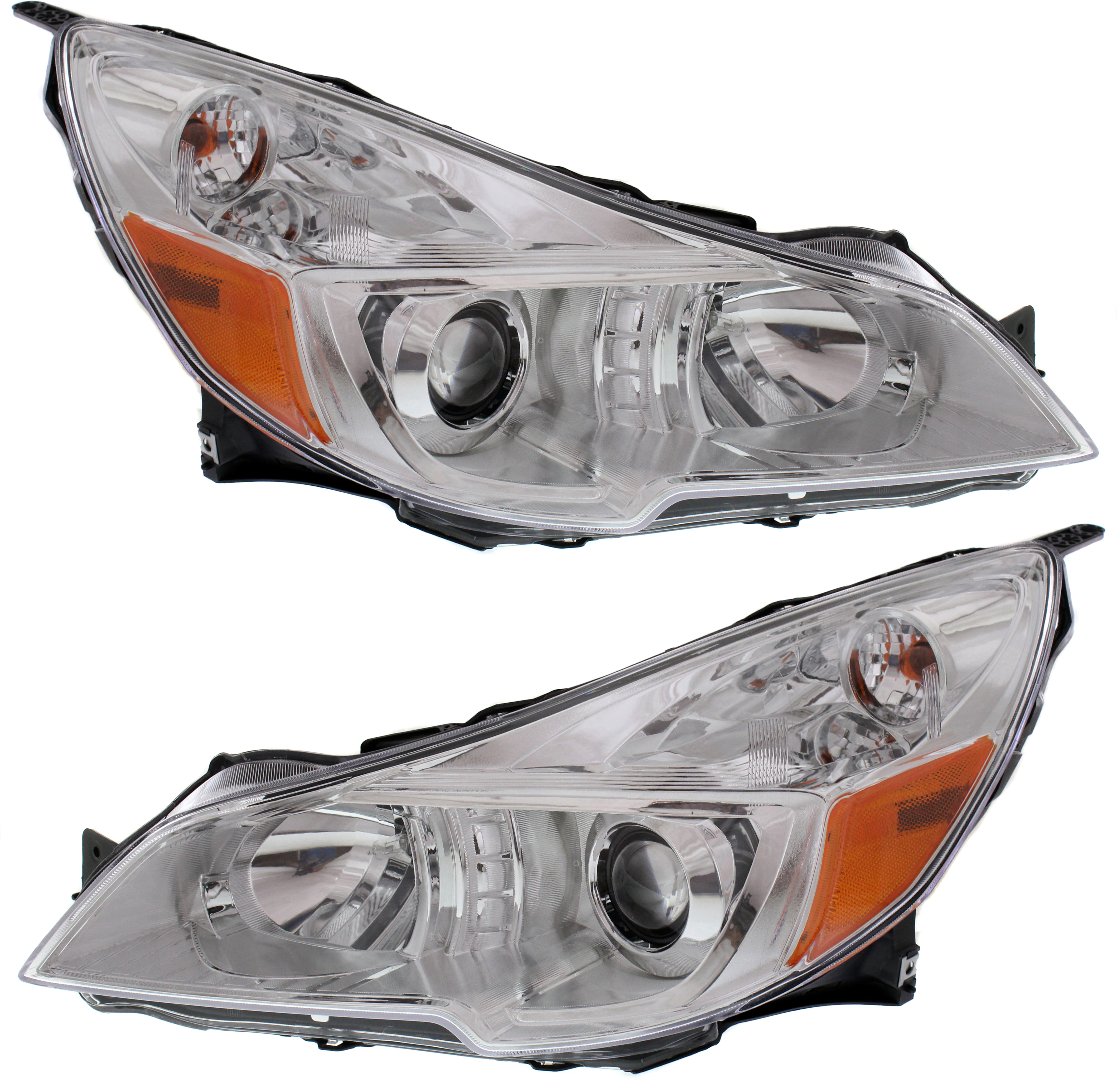 AM OUTBACK 13-14 HEAD LAMP RH AND LH Assembly Halogen Chrome Interior SKU SET REPS100171 Partslink SU2503143 SU2502143 OEM 84001AJ20A 84001AJ21A