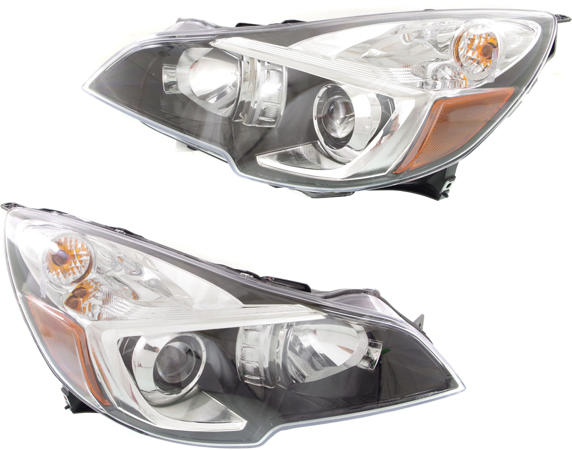 AM LEGACY OUTBACK 13-14 HEAD LAMP RH AND LH Assembly Halogen Black Interior CAPA SKU SET REPS100173Q Partslink SU2503141C SU2502141C OEM 84001AJ22B 84001AJ23B