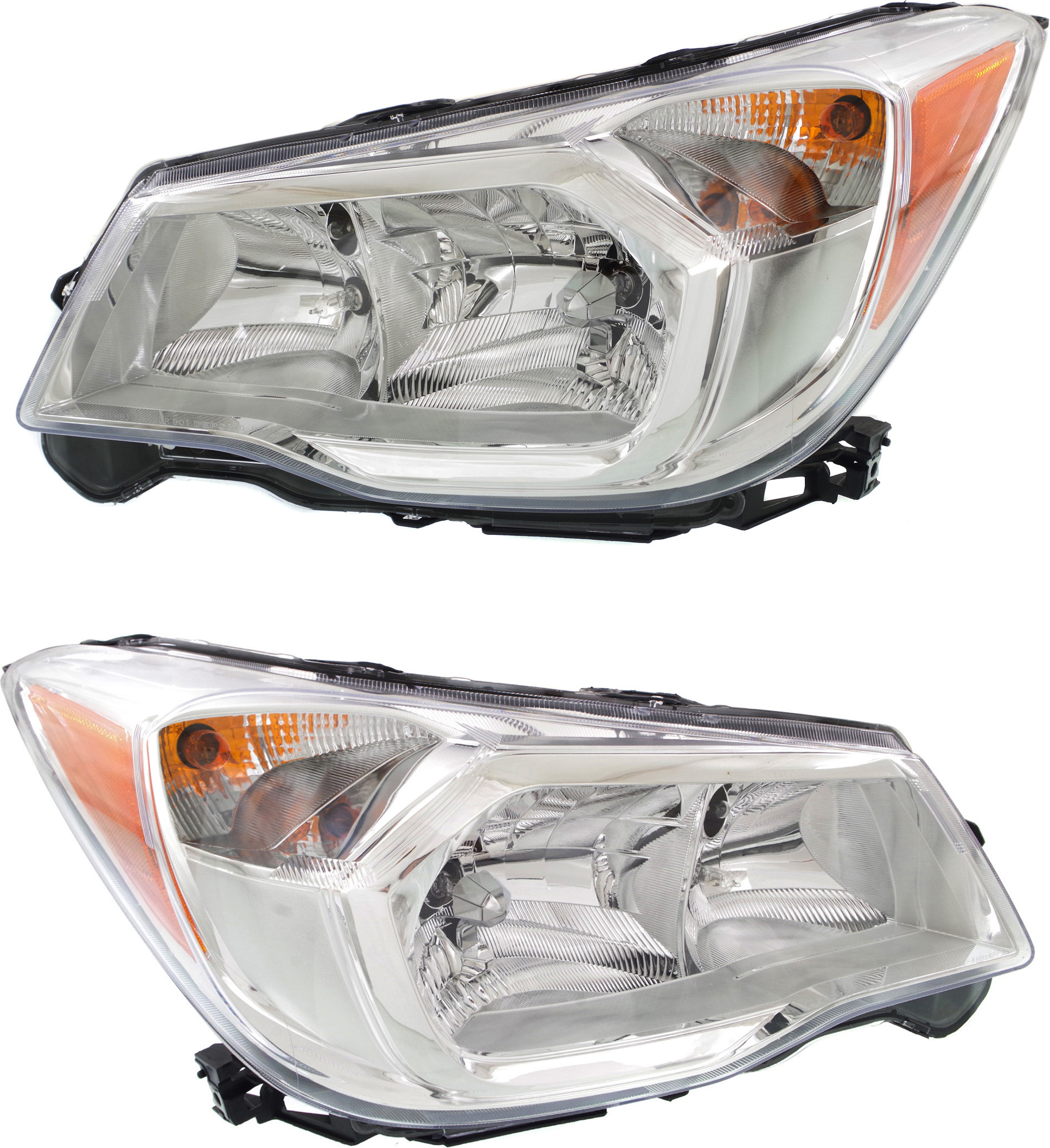 AM FORESTER 14-16 HEAD LAMP RH AND LH Assembly Chrome Bezel Halogen 2.5L Eng. CAPA SKU SET REPS100317Q Partslink SU2503145C SU2502145C OEM 84001SG081-84001SG091
