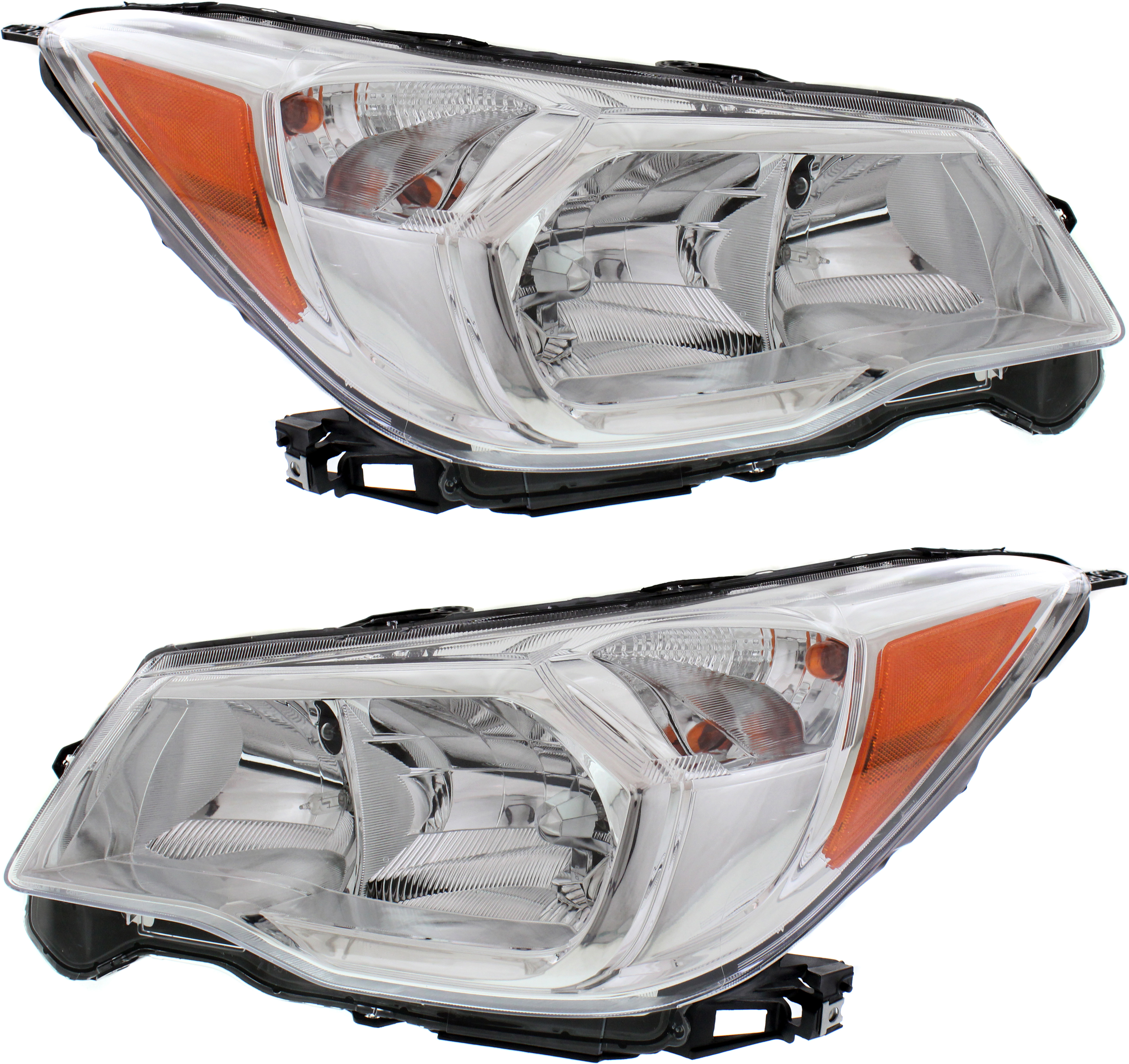 AM FORESTER 14-16 HEAD LAMP RH AND LH Assembly Chrome Bezel Halogen 2.5L Eng. SKU SET REPS100317 Partslink SU2503145 SU2502145 OEM 84001SG081-84001SG091