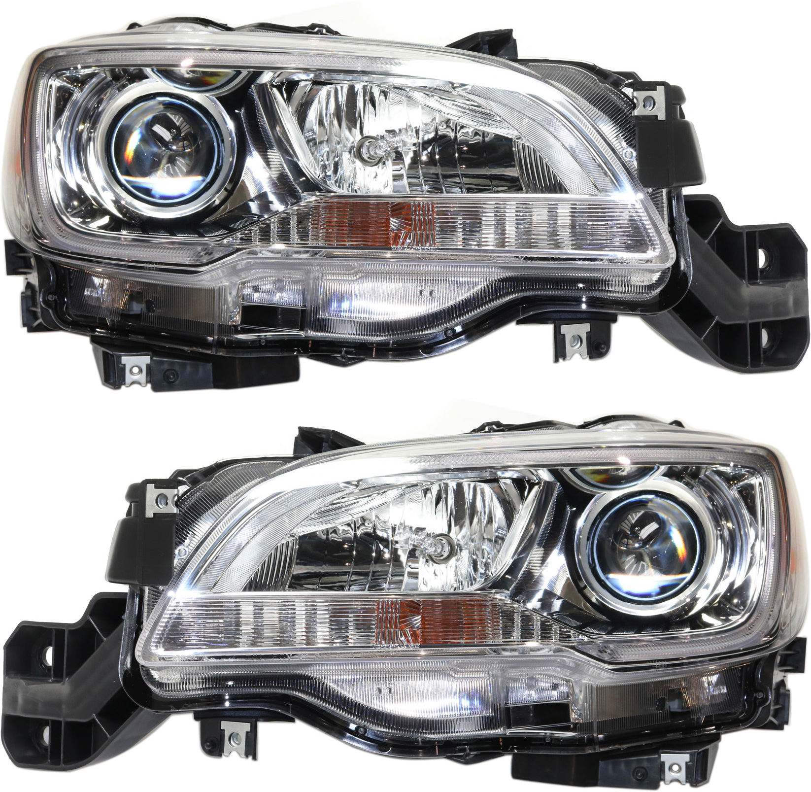 AM LEGACY OUTBACK 15-17 HEAD LAMP RH AND LH Assembly Chrome Interior SKU SET REPS100325 Partslink SU2503151 SU2502151 OEM 84001AL02A PFM 84001AL00A 8400