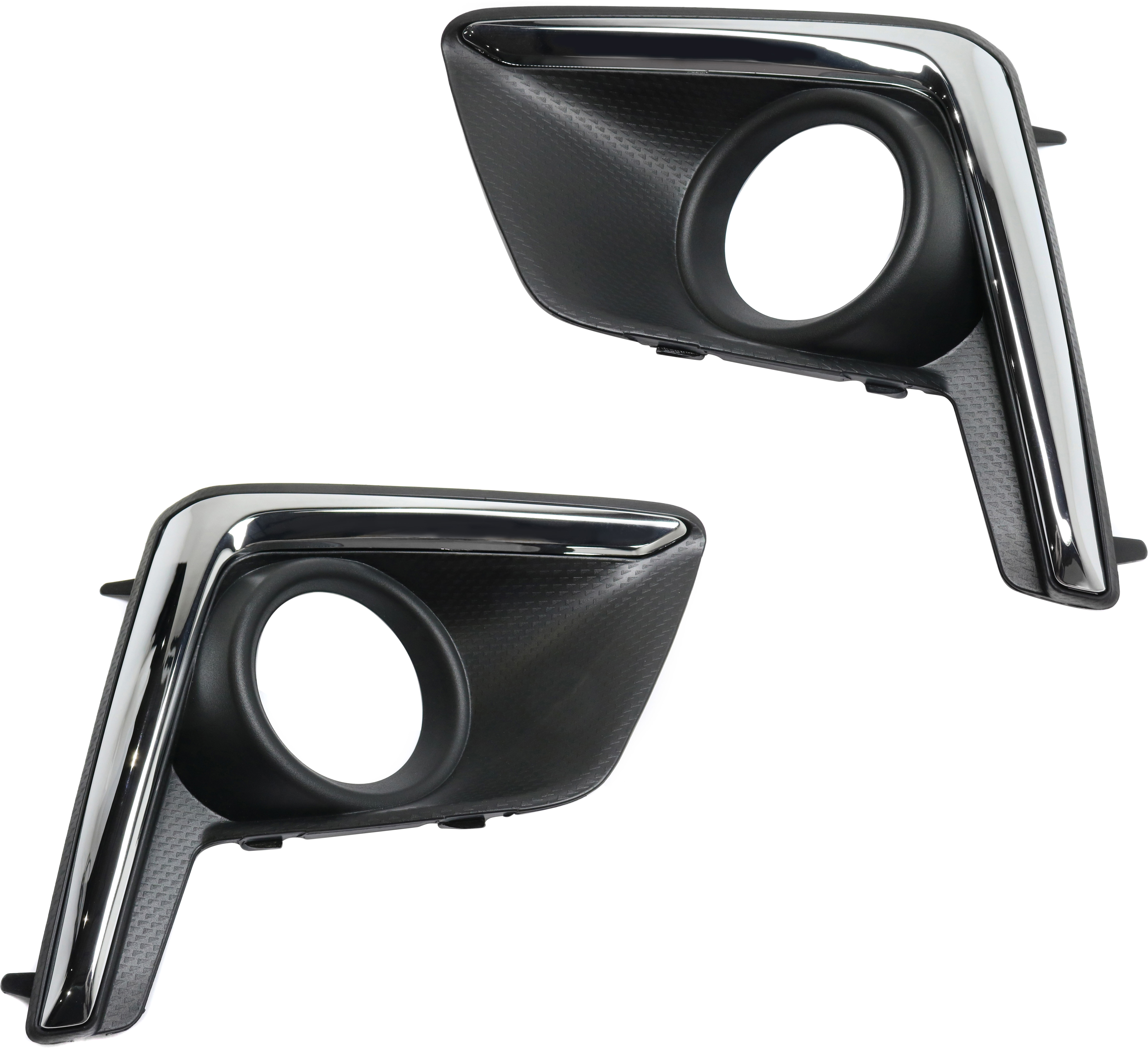 AM CROSSTREK 16-17 FRONT FOG LAMP MOLDING RH AND LH Textured Black w Chrome Trim SKU SET REPS108203 Partslink SU1039112 SU1038112 OEM 57731FJ420-57731FJ430