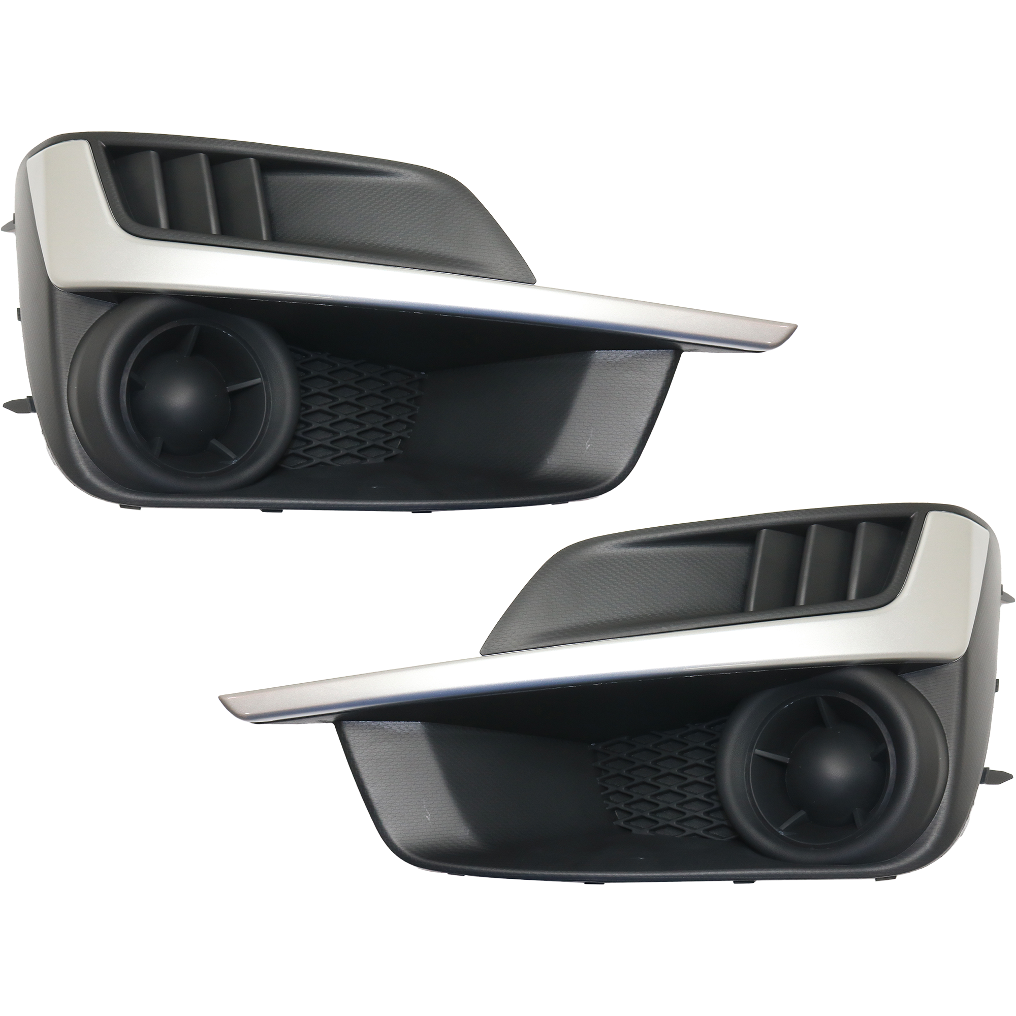 AM IMPREZA 15-16 FOG LAMP COVER RH AND LH Textured Black w Painted Silver Molding SKU SET REPS108619 Partslink SU1039111 SU1038111 OEM 57731FJ400 PFM 57731FJ380-5773