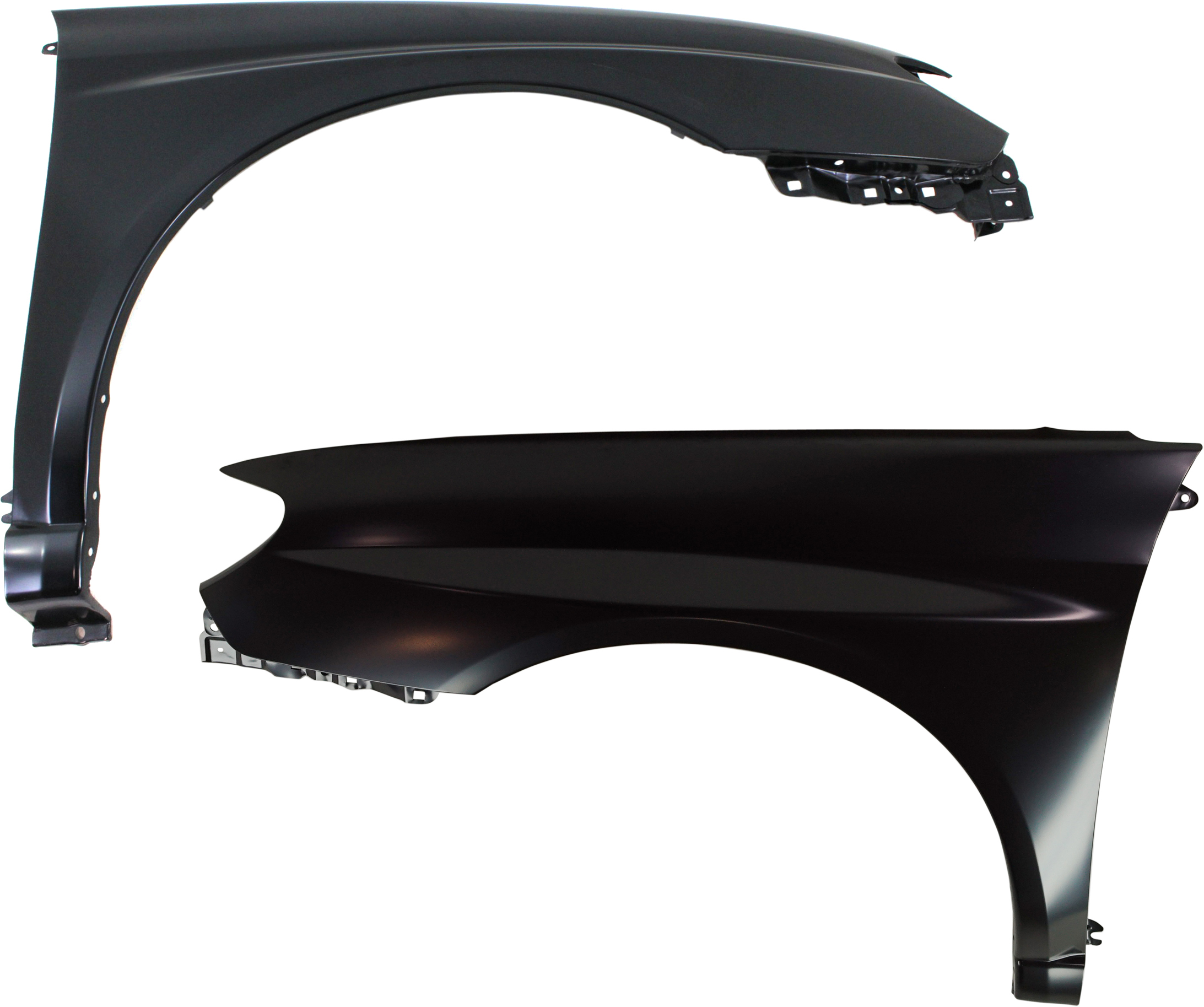 AM IMPREZA 06-07 FRONT FENDER RH AND LH Primed Sedan Steel w o Side Light Hole SKU SET REPS220155 Partslink SU1241133 SU1240133 OEM 57110FE200-57110FE210