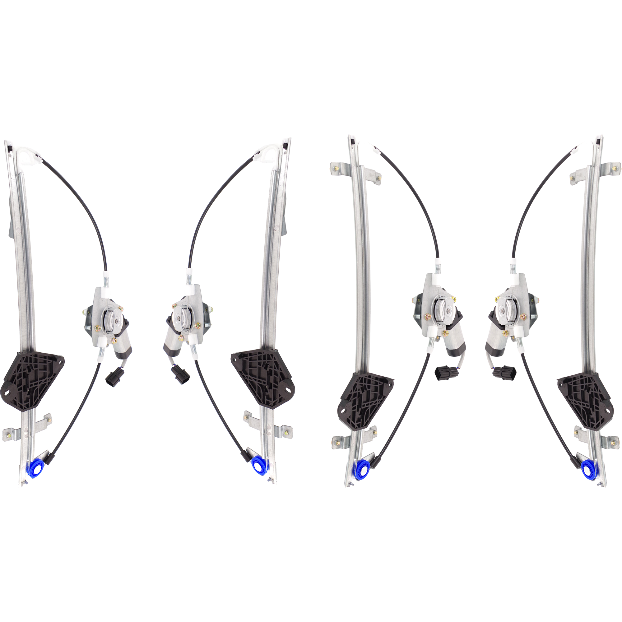 AM LEGACY OUTBACK 10-14 FRONT AND REAR WINDOW REGULATOR RH and LH Set of 4 Power w Motor 2 Pins SKU SET REPS462935-4 Partslink SU1351105 SU1350105 SU1551104 SU1550104 OEM 61041AJ00A 61041AJ01B 61042AJ0