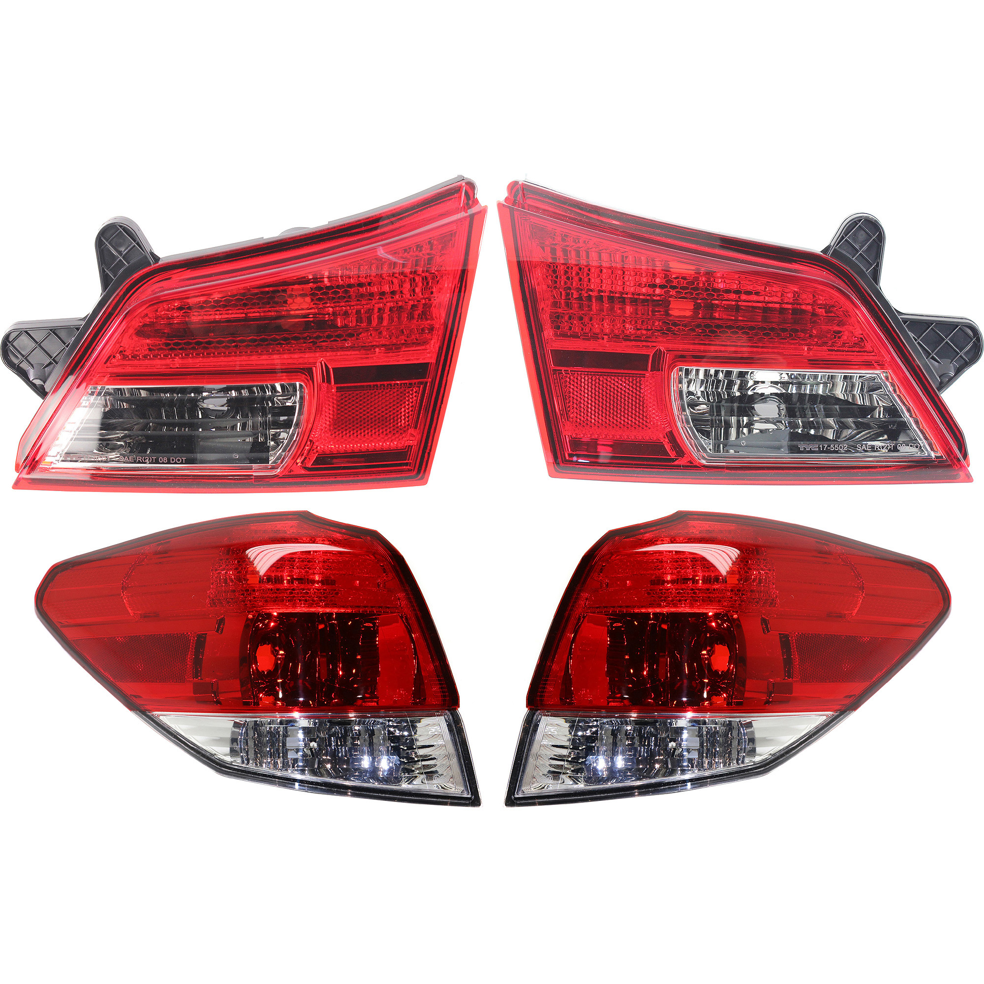 AM OUTBACK 10-14 TAIL LAMP RH AND LH Inner and Outer Assembly Halogen Set of 4 CAPA SKU SET REPS730357Q 4 Partslink SU2802101C SU2803101C SU2804105C SU2805105C OEM 84912AJ07A 84912AJ08A 84912AJ0