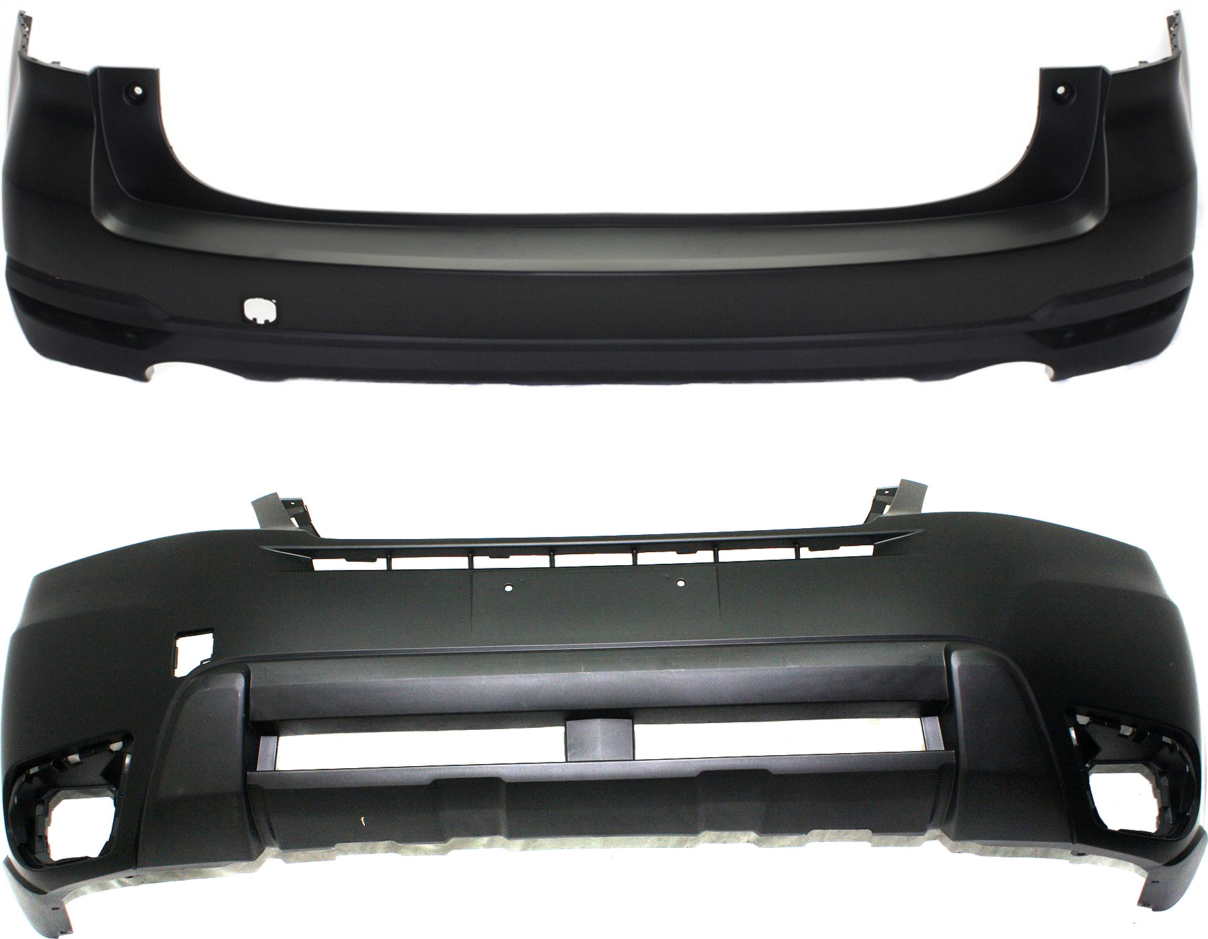 AM FORESTER 14-17 FRONT AND REAR BUMPER COVER Primed 2.5L Eng SKU SET REPS760141P 2 Partslink SU1000173 SU1100172 OEM 57704SG001-57794SG000