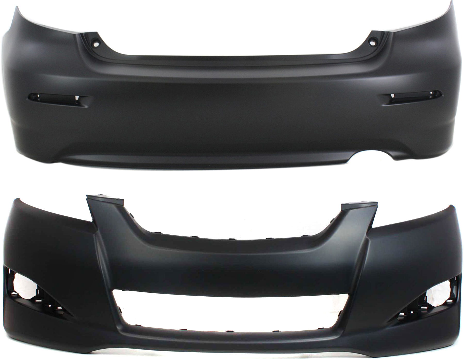 AM MATRIX 09-14 FRONT AND REAR BUMPER COVER Primed w o Spoiler Holes CAPA SKU SET REPT010311PQ 2 Partslink TO1000344C TO1100266C OEM 5211902994-5215902967