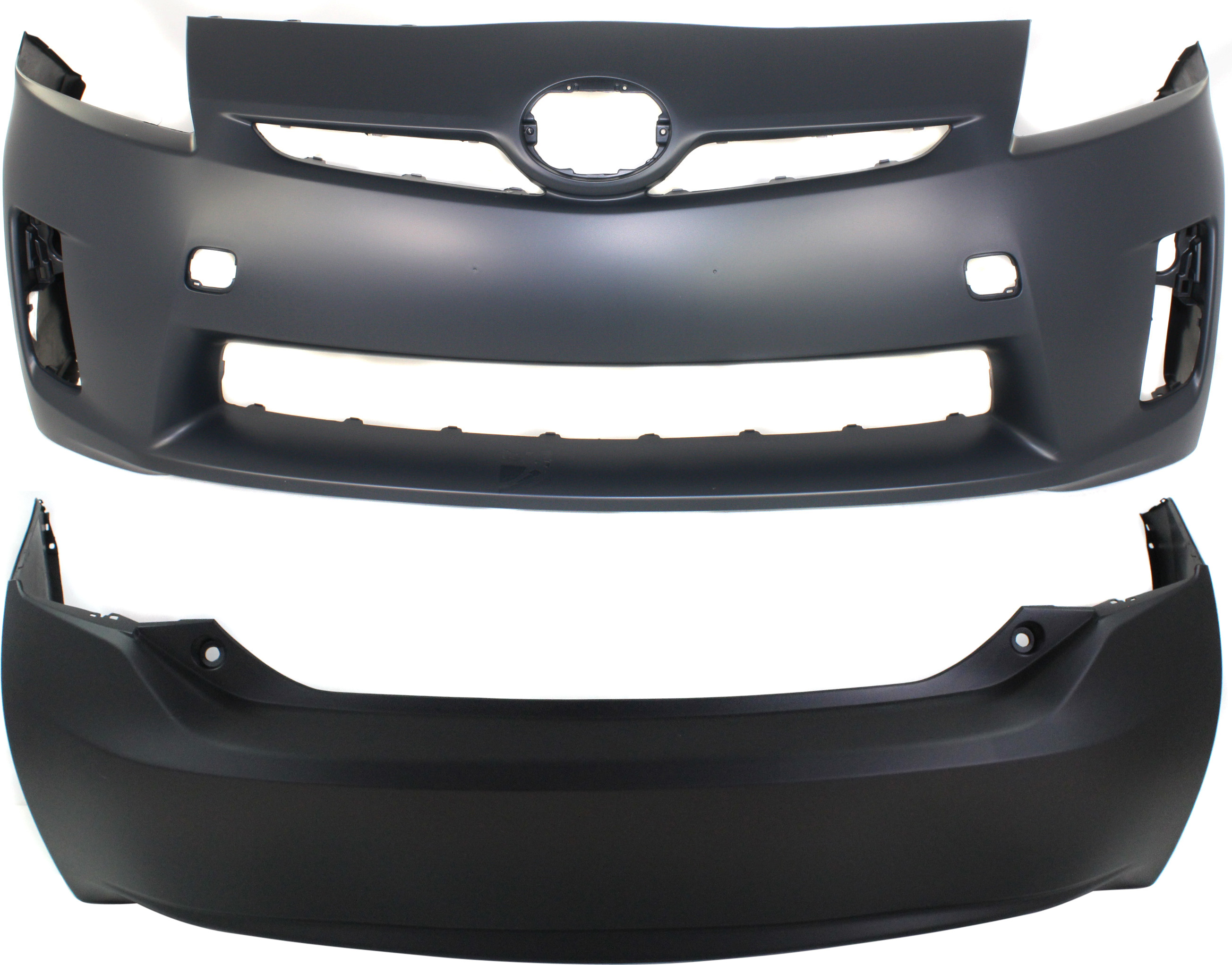 AM PRIUS 10-11 FRONT AND REAR BUMPER COVER Primed SKU SET REPT010314P 2 Partslink TO1000359 TO1100280 OEM 5211947917-5215947916