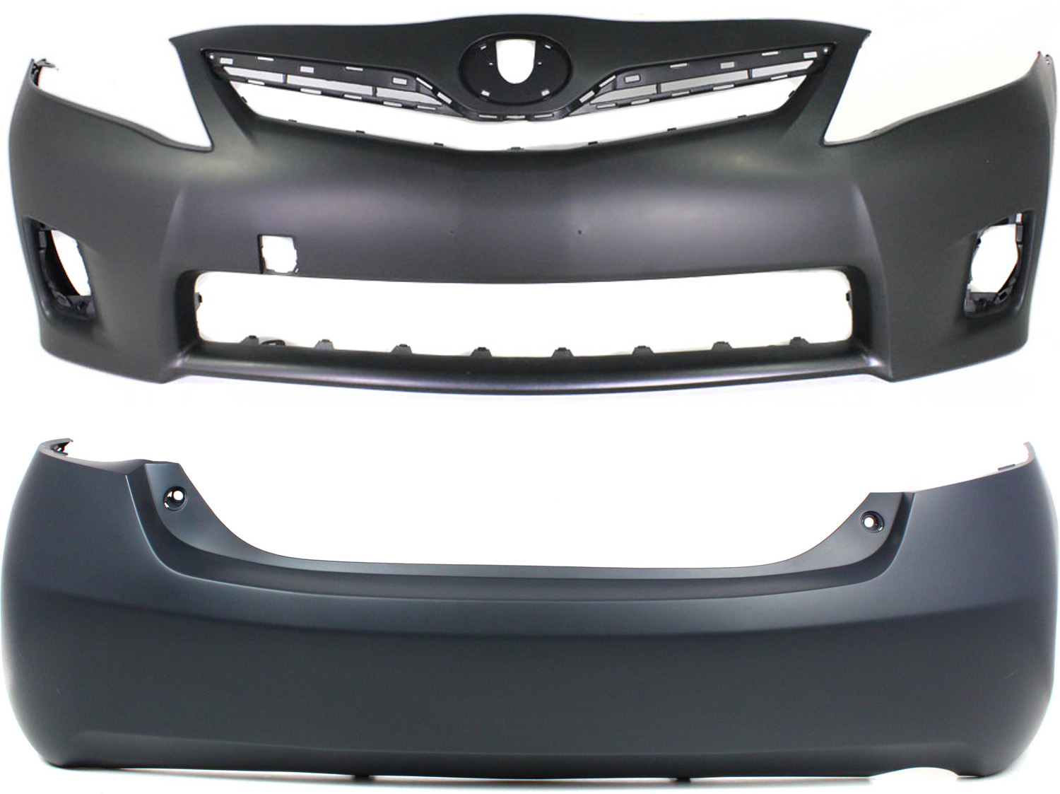 AM CAMRY 10-11 FRONT AND REAR BUMPER COVER Primed Hybrid Model Japan Built SKU SET REPT010318P 2 Partslink TO1000358 TO1100255 OEM 5211933967-5215933924