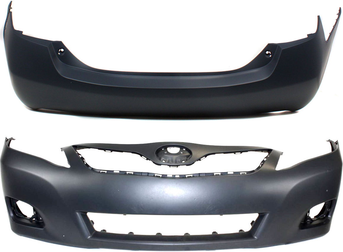 AM CAMRY 10-11 FRONT AND REAR BUMPER COVER Primed Hybrid Model USA Built SKU SET REPT010319P 2 Partslink TO1000370 TO1100274 OEM 5211906957-5215906952