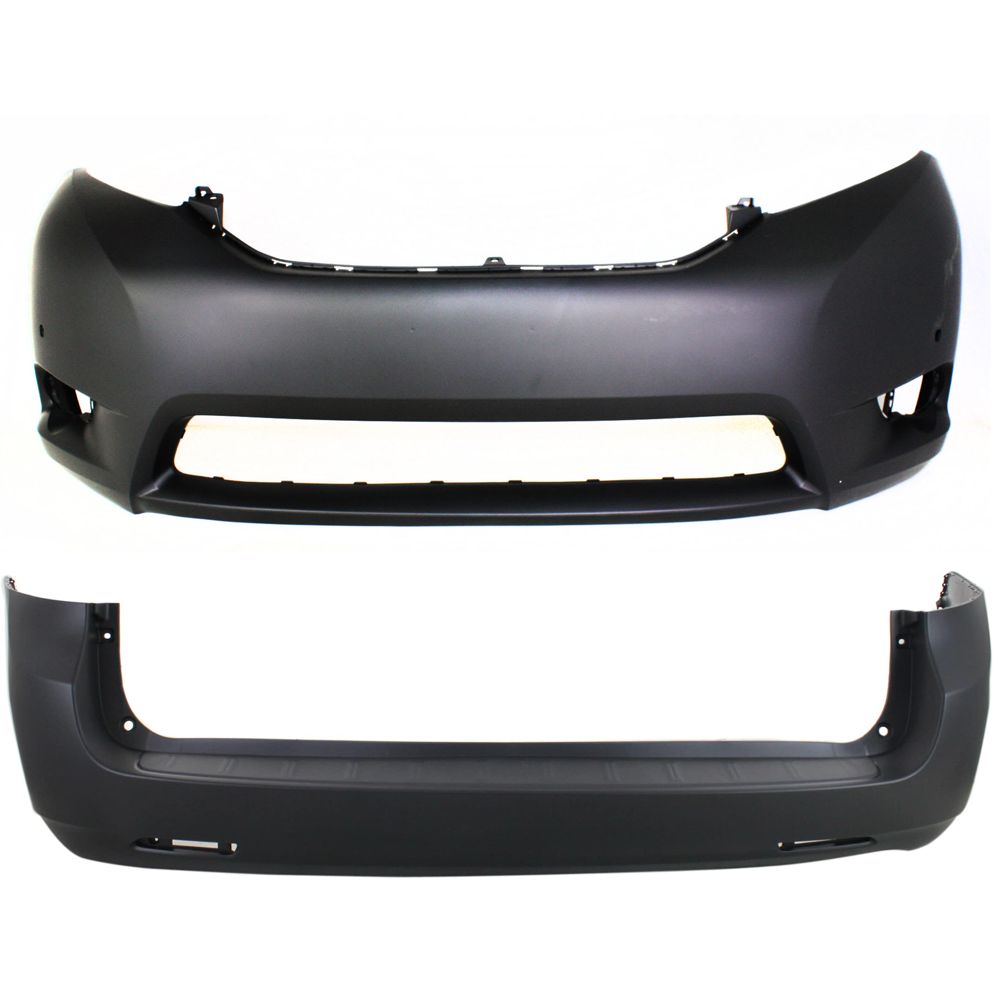 AM SIENNA 11-17 FRONT AND REAR BUMPER COVER Primed w o mounting bracket s Front w parking aid sensor holes Rear w o parking aid sensor holes CAPA SKU SET REPT010334PQ B Partslink TO1000368C TO1100286C OEM 5211908902-5215908902