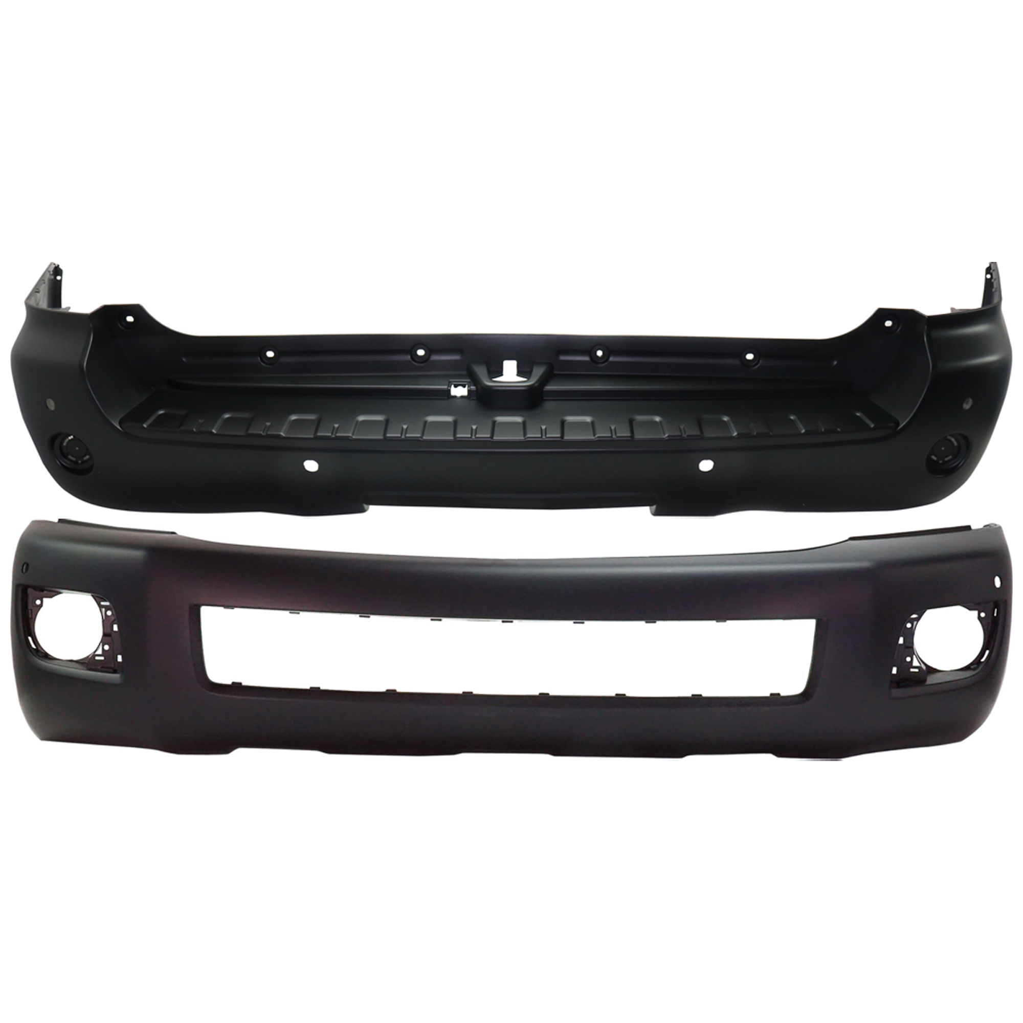 AM SEQUOIA 08-14 FRONT AND REAR BUMPER COVER Front Primed Rear Textured w o mounting bracket s w parking aid sensor holes SKU SET REPT010346 B