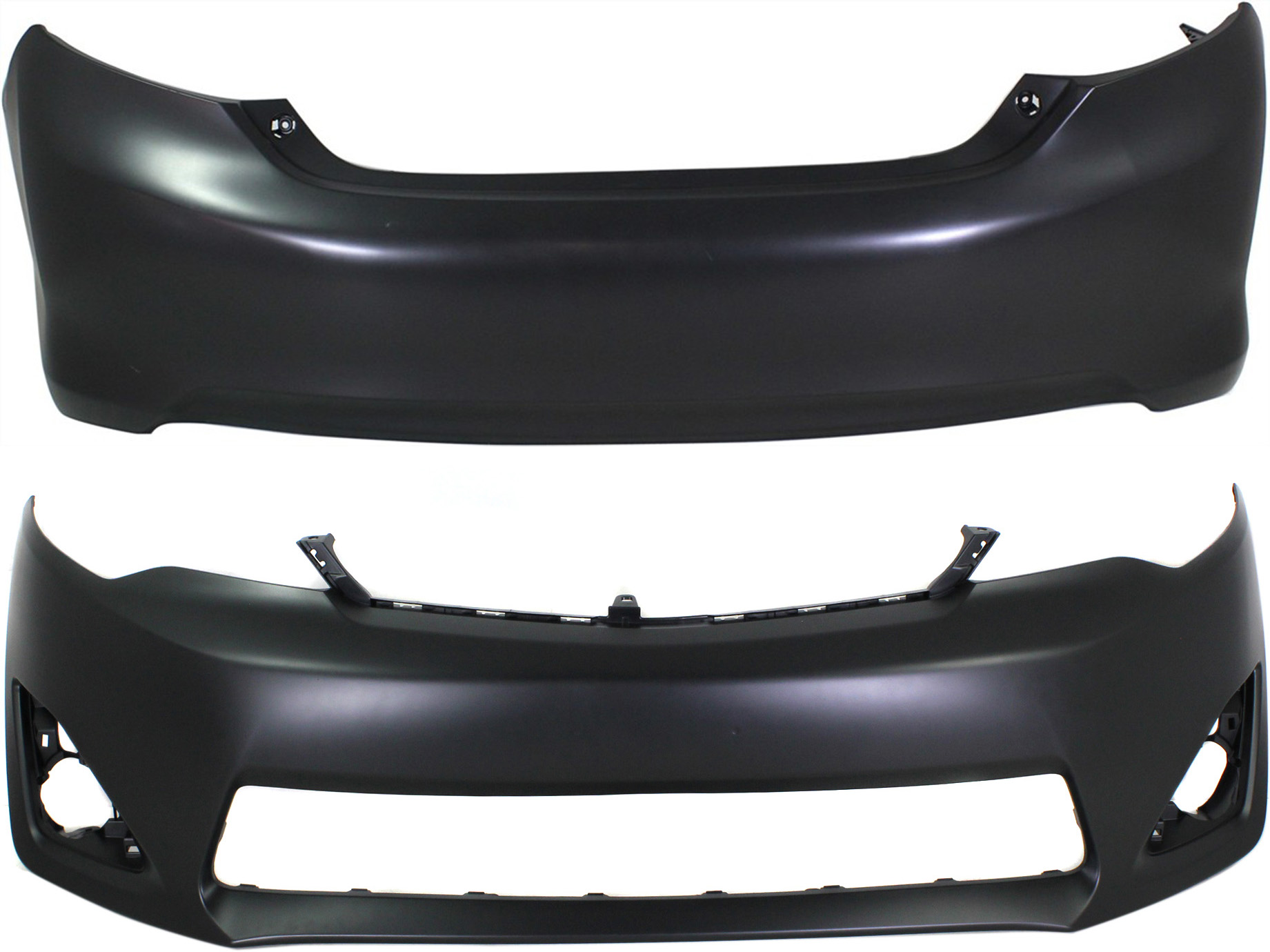 AM CAMRY 12-14 FRONT AND REAR BUMPER COVER Primed L LE XLE Hybrid Models CAPA SKU SET REPT010353PQ 2 Partslink TO1000378C TO1100296C OEM 5211906974-5215906961