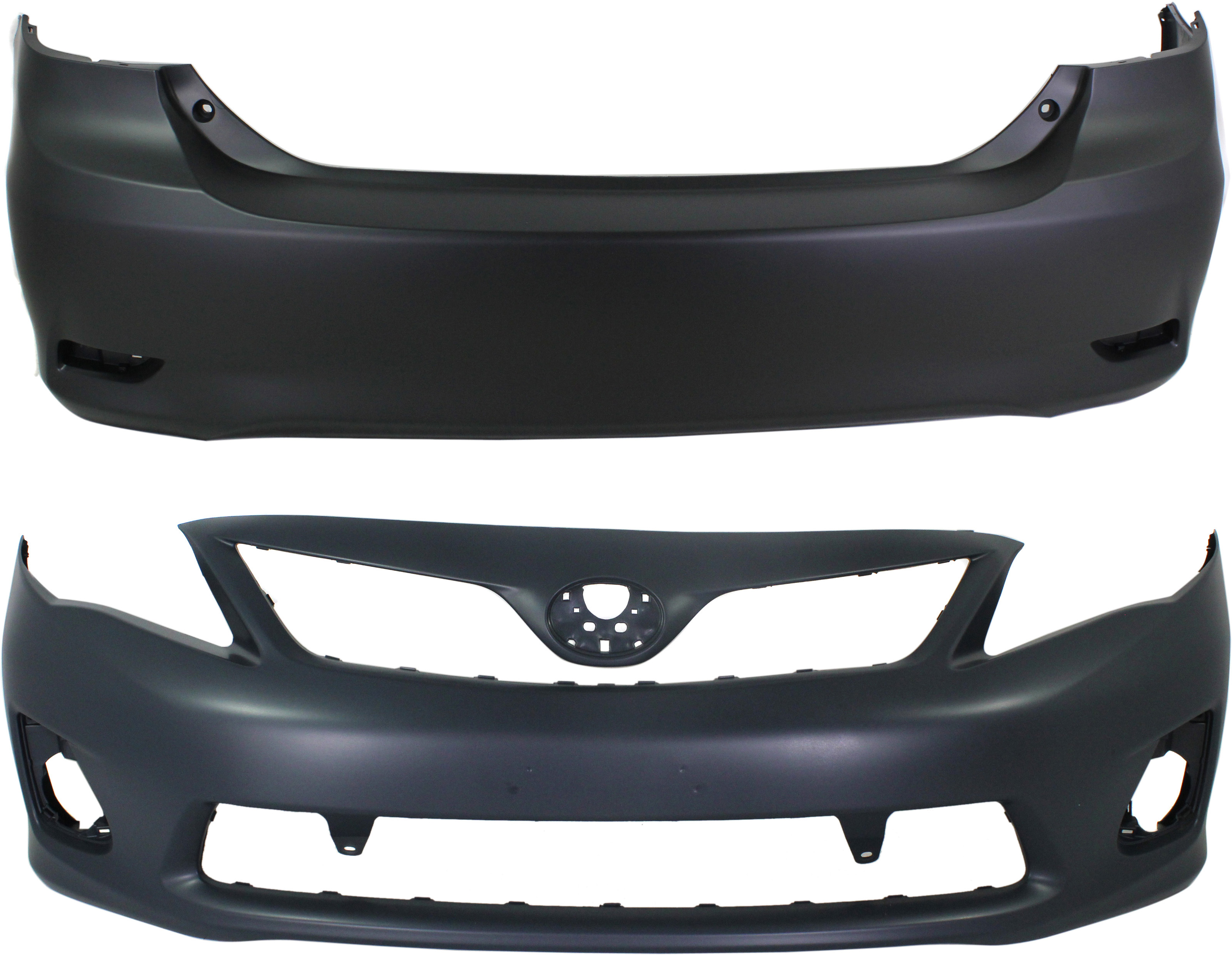 AM COROLLA 11-13 FRONT AND REAR BUMPER COVER SKU SET REPT010358P 2 Partslink TO1000380 TO1100294 OEM 5211912963-5215912941