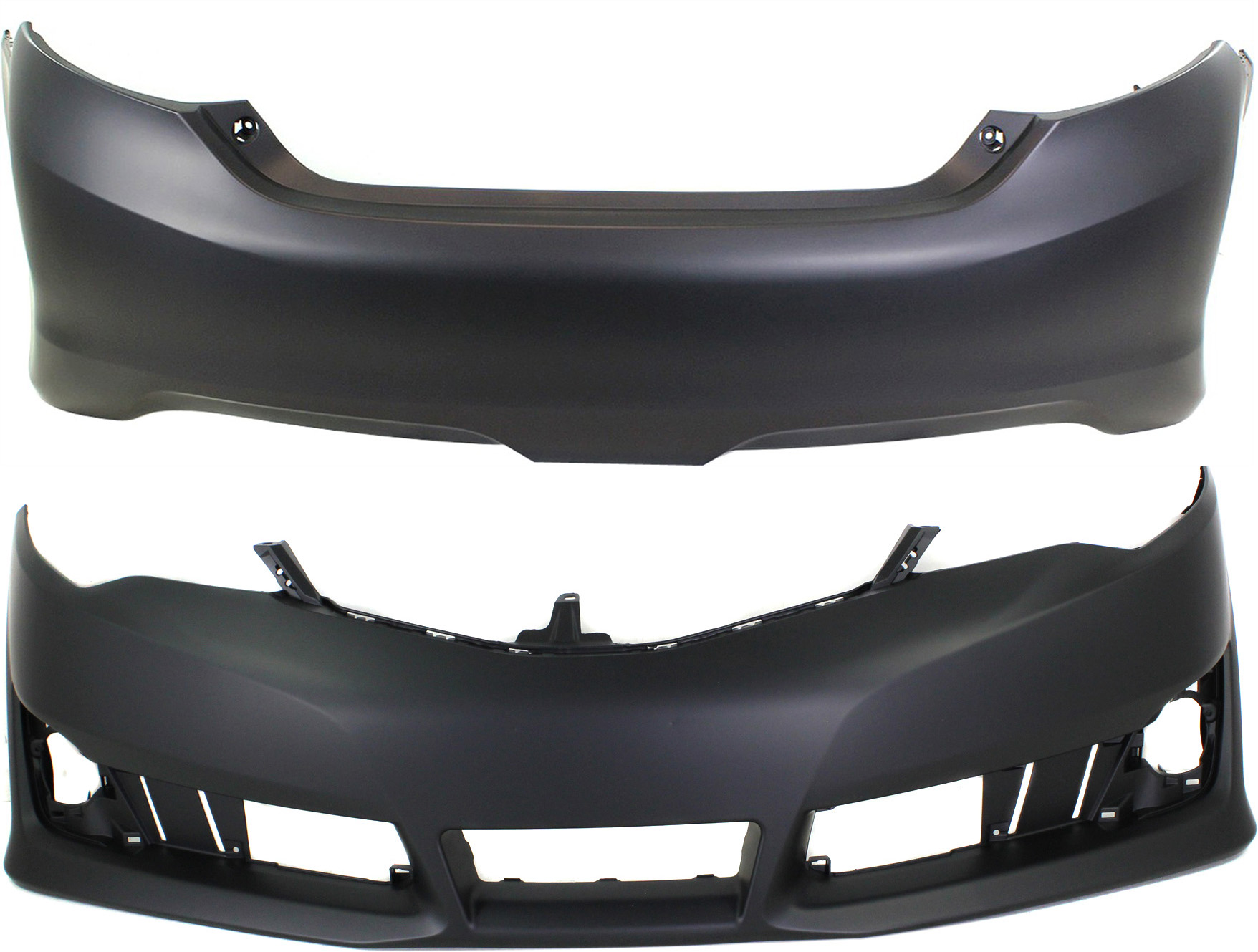 AM CAMRY 12-14 FRONT AND REAR BUMPER COVER Primed w o Turbo SE SE Sport Models CAPA SKU SET REPT010372PQ 2 Partslink TO1000379C TO1100297C OEM 5211906975-5215906963