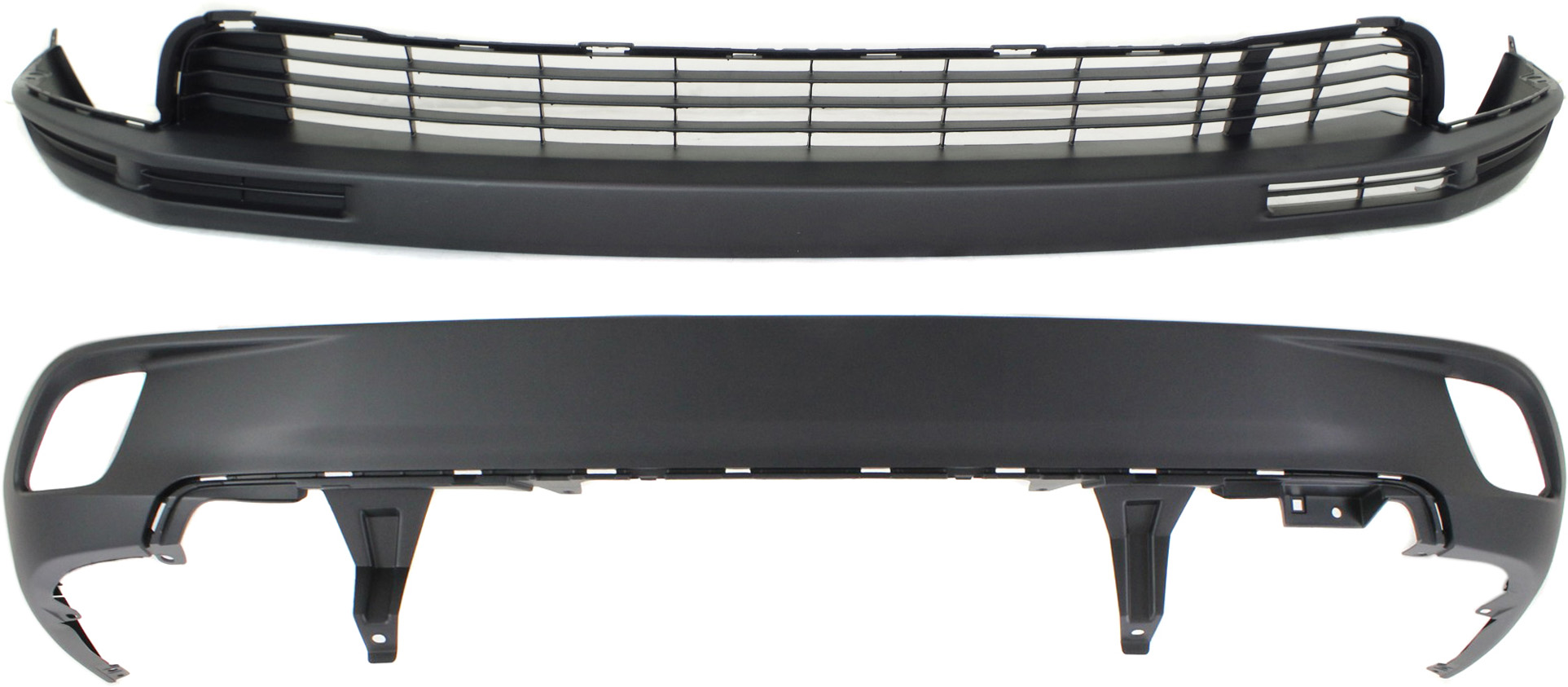 AM HIGHLANDER 14-16 FRONT AND REAR BUMPER COVER Lower Textured Black CAPA SKU SET REPT010385Q 2 Partslink TO1015110C TO1115104C OEM 521290E010-521690E070