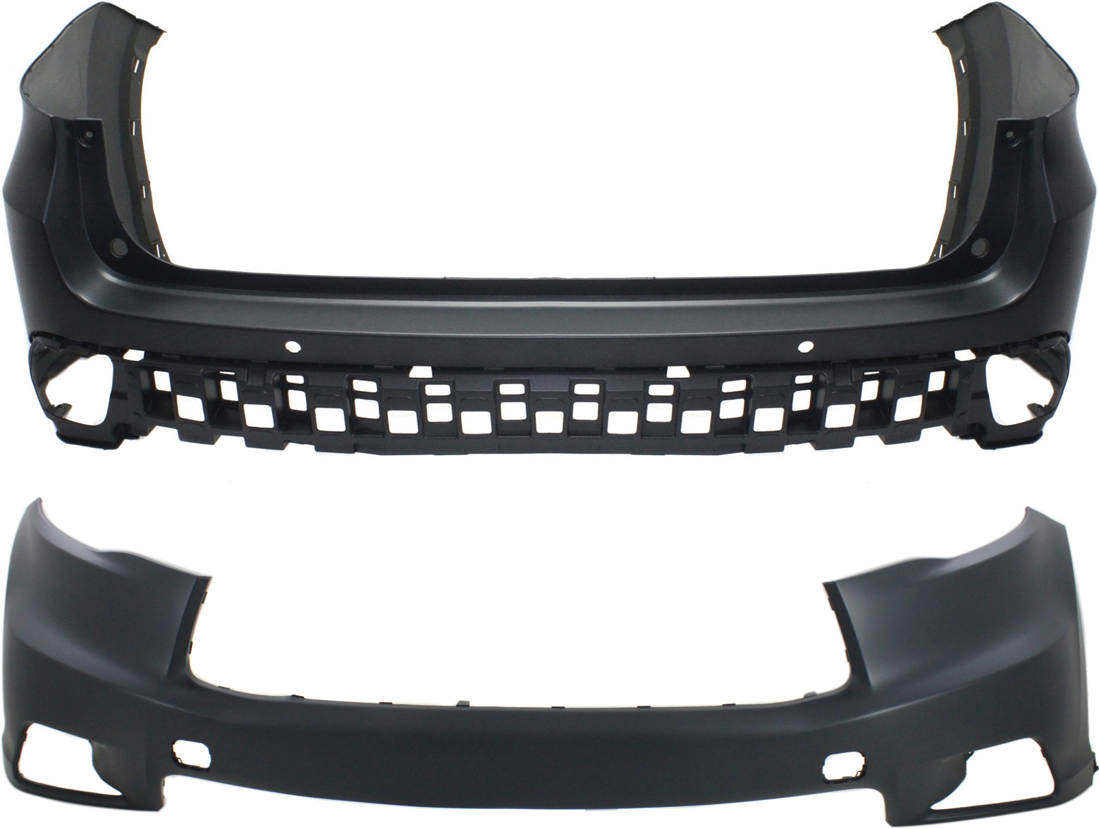 AM HIGHLANDER 14-16 FRONT AND REAR BUMPER COVER Upper Primed SKU SET REPT010386P 2 Partslink TO1014102 TO1114101 OEM 521190E925-521590E912