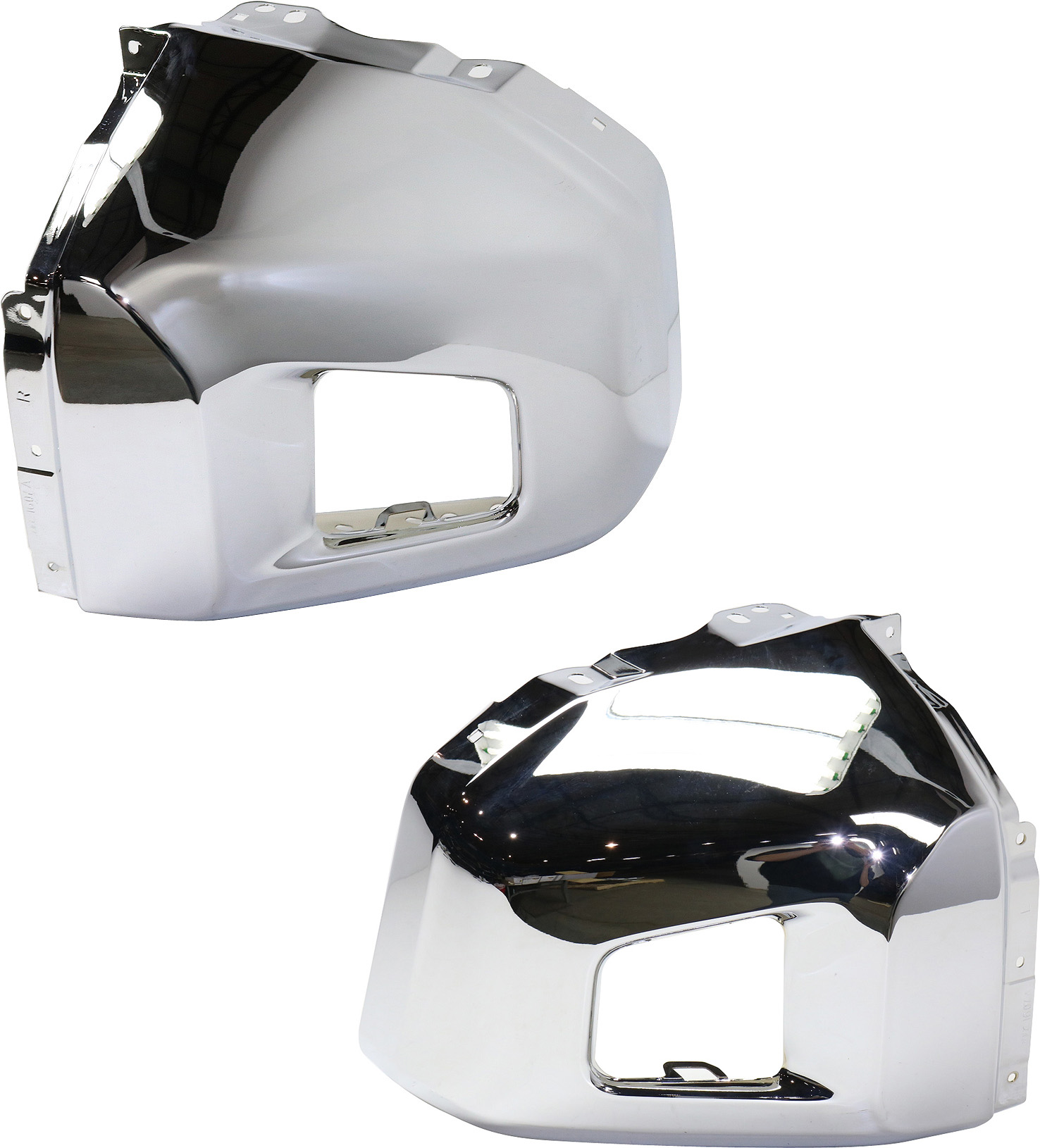 AM TUNDRA 14-21 FRONT BUMPER END RH AND LH Chrome Steel w o Parking Aid Sensor Holes CAPA SKU SET REPT011117Q Partslink TO1005184C TO1004184C OEM 521120C040-521130C040