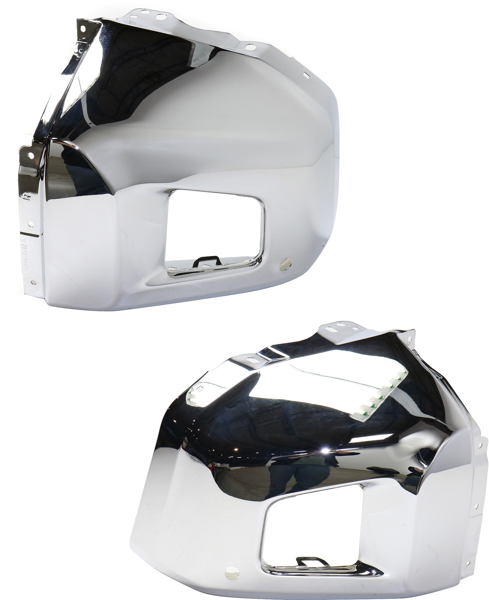 AM TUNDRA 14-21 FRONT BUMPER END RH AND LH Chrome Steel with Parking Aid Sensor Hole CAPA SKU SET REPT011119Q Partslink TO1005185C TO1004185C OEM 521120C050-521130C050