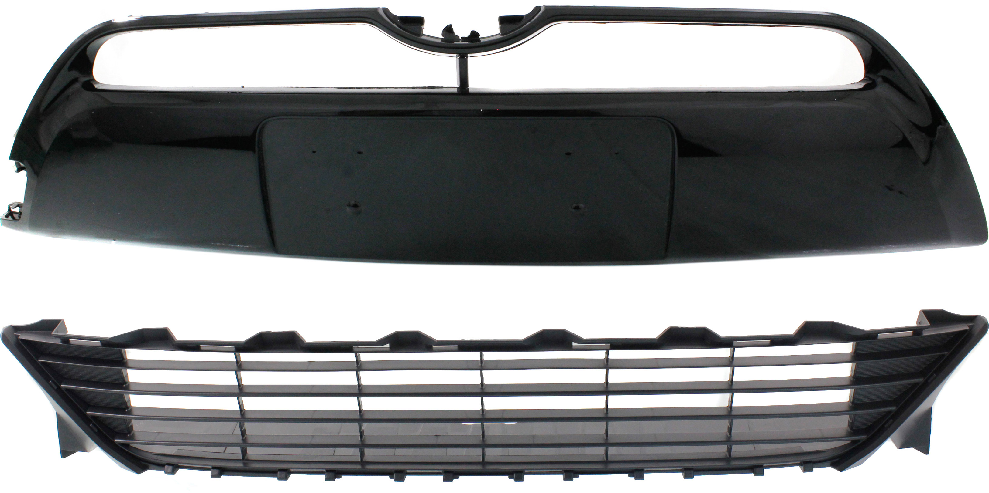 AM PRIUS C 15-17 FRONT BUMPER GRILLE Upper and Lower Textured Black SKU SET REPT015358 Partslink TO1036164 TO1202100 OEM 5311252490-5314152070C0-531415