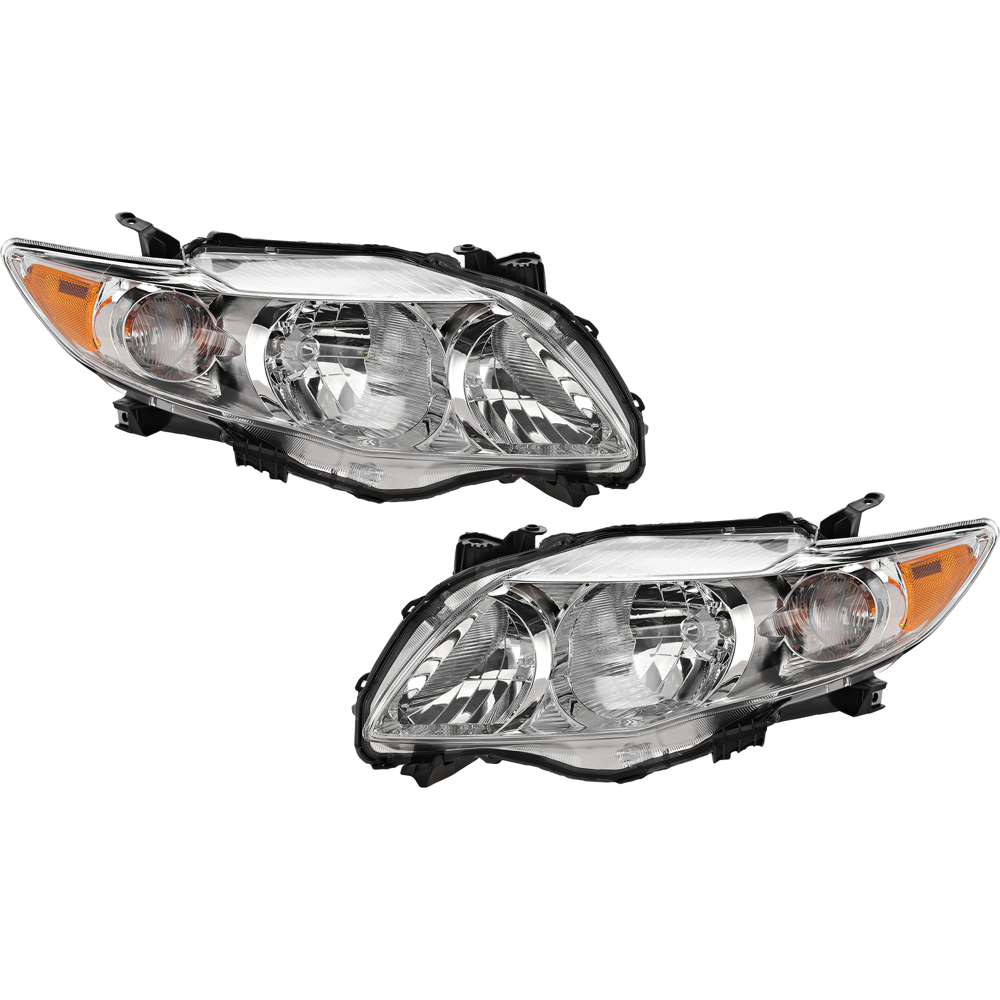 AM COROLLA 09-10 HEAD LAMP RH AND LH Assembly Halogen Chrome Interior Base CE LE XLE Models North America Built Vehicle CAPA SKU SET REPT100103Q Partslink TO2503182C TO2502182C OEM 8111002670-8115002670