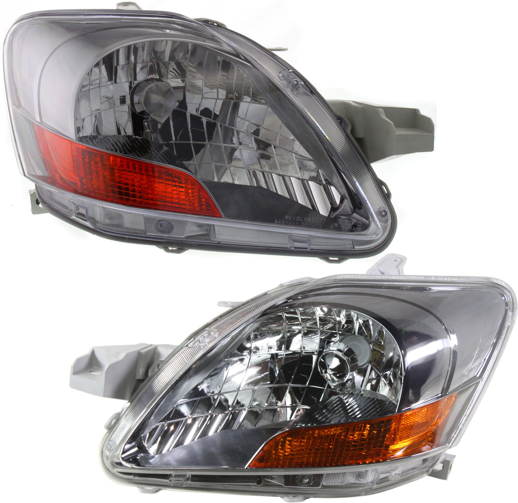 AM YARIS 07-11 HEAD LAMP RH AND LH Lens and Housing 07-09 S Model 10-11 w Sport Package Base Model Sedan SKU SET REPT100117 Partslink TO2518120 TO2519120 OEM 8117052A80-8113052A90