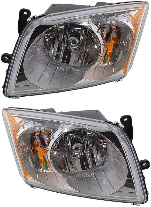 AM CALIBER 07-12 HEAD LAMP RH AND LH Assembly Halogen CAPA SKU SET REPT100135Q Partslink CH2518118C CH2519118C OEM 5303738AK 5303738AJ 5303739AK