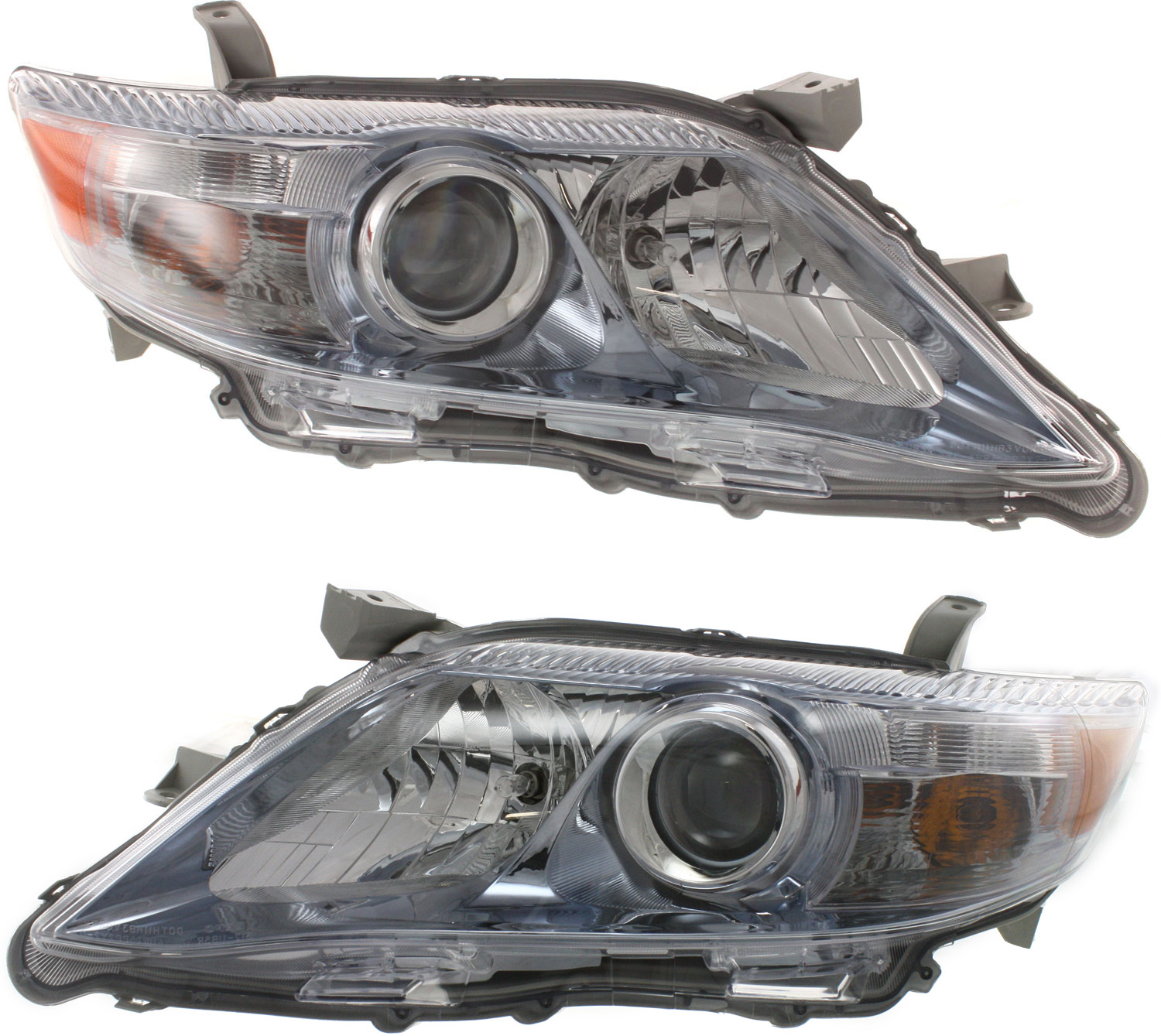 AM CAMRY 10-11 HEAD LAMP RH AND LH Assembly Halogen Chrome Interior Blue Bezel Hybrid Model USA Built Vehicle SKU SET REPT100139 Partslink TO2502195 TO2503195 OEM 8111006520-8115006520