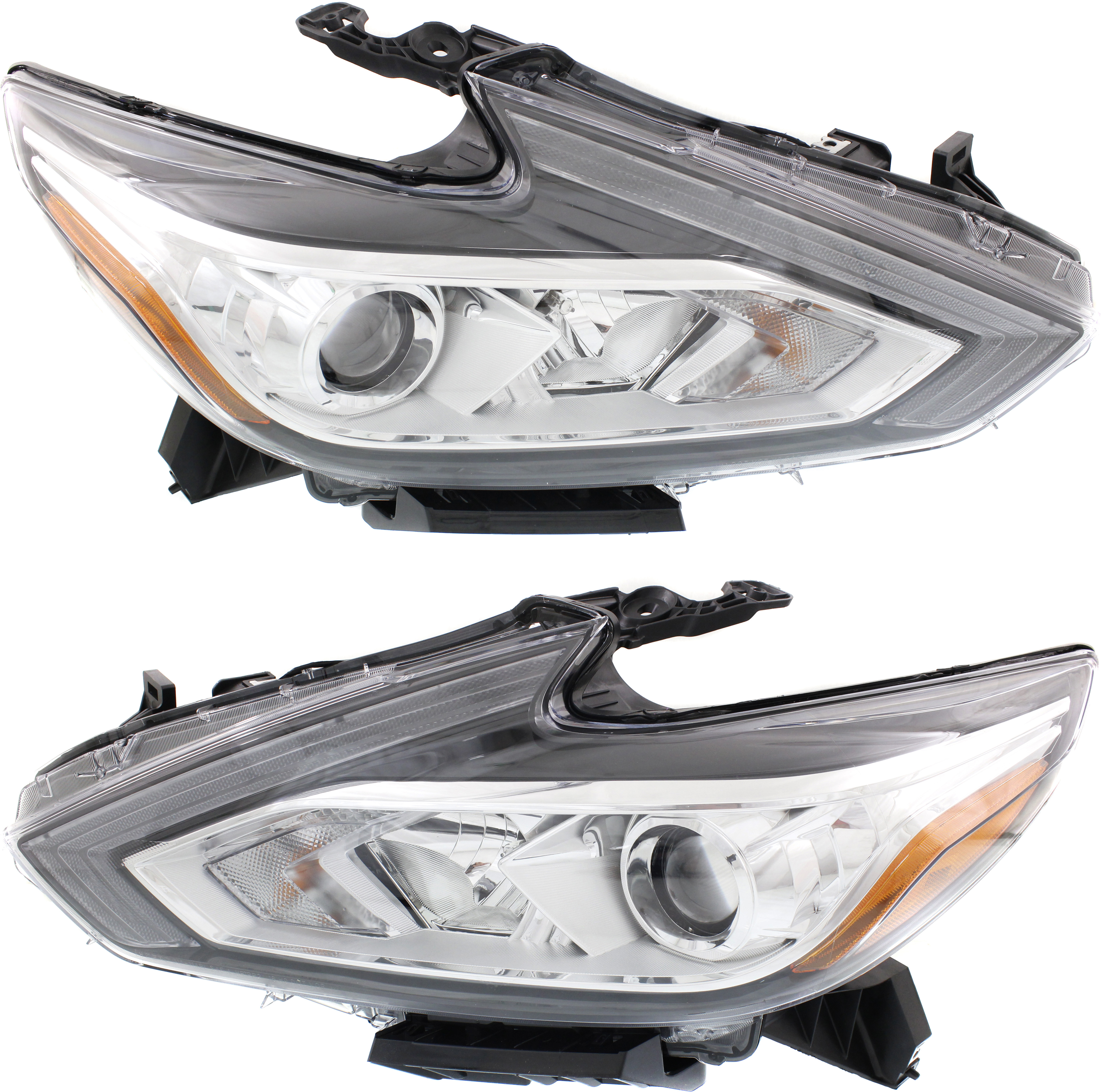 AM ALTIMA 16-18 HEAD LAMP RH AND LH Assembly Halogen Chrome Interior w o LED Daytime Running Light CAPA SKU SET REPT100335Q Partslink NI2503247C NI2502247C OEM 260109HS9A 260609HS9A