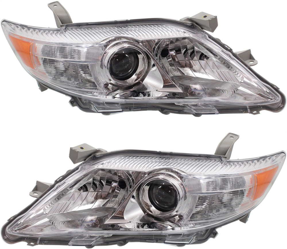 AM CAMRY 10-11 HEAD LAMP RH AND LH Lens and Housing Chrome Interior Exc. Hybrid Model Japan Built Vehicle SKU SET REPT100359 Partslink TO2519125 TO2518125 OEM 8113033700-8117033700