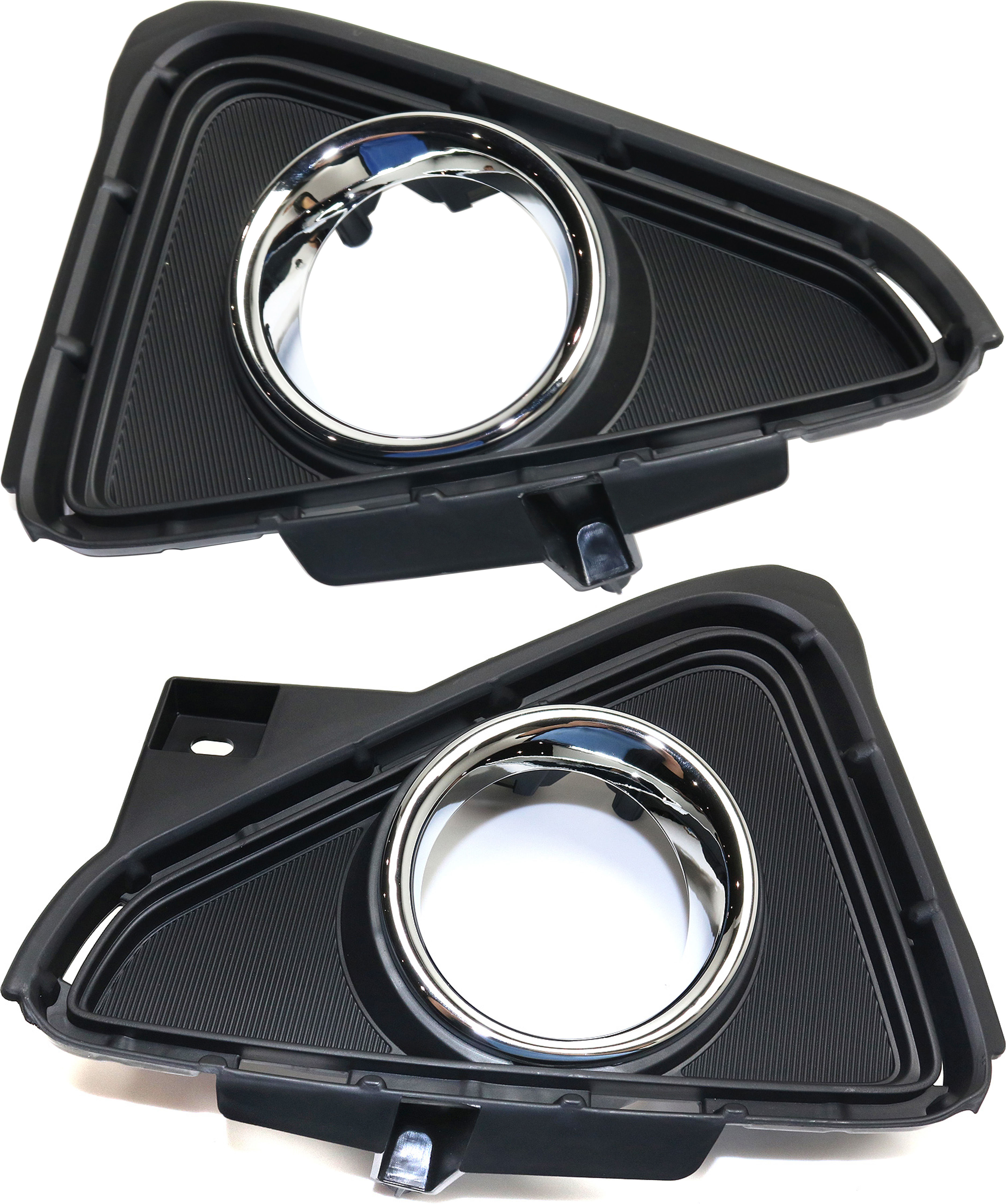 AM RAV4-16-18 FRONT FOG LAMP MOLDING RH AND LH Textured Black w Chrome Trim LE Limited Platinum Hybrid LE+ Limited XLE Models SKU SET REPT108205 Partslink TO1039192 TO1038192 OEM 520300R030-520400R030