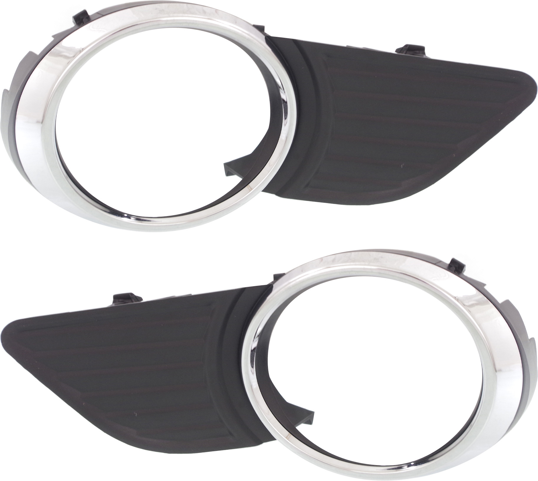 AM SIENNA 11-17 FRONT FOG LAMP MOLDING RH AND LH Black w Chrome Trim w Park Distance Control Sensor Holes SKU SET REPT108643 Partslink TO1039146 TO1038146 OEM 5203008010-5204008010