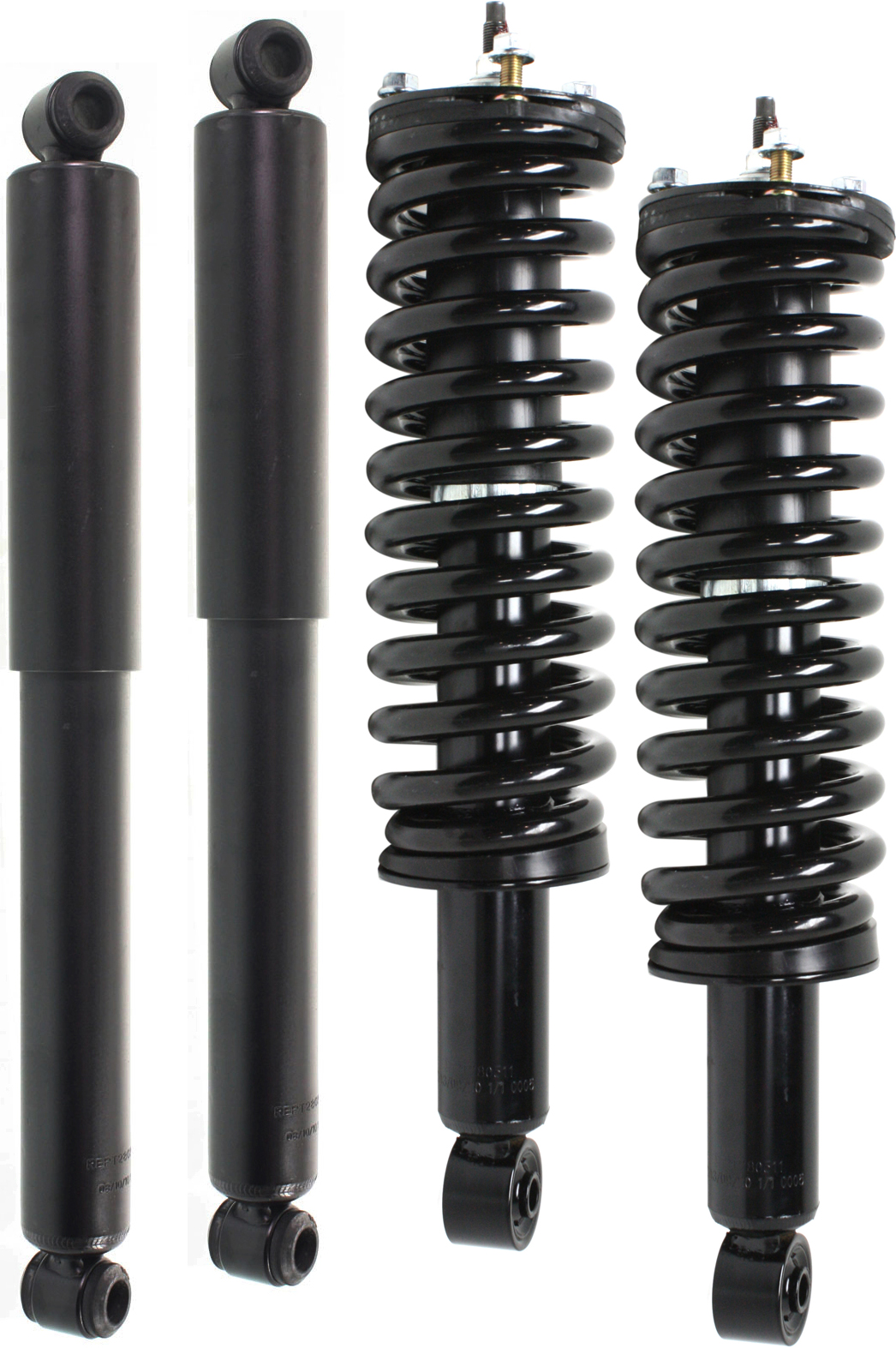 AM TACOMA 95-04 FRONT AND REAR SHOCK AND FULLY LOADED STRUT RH AND LH Gas Charged 98-04 Tacoma 4WD RWD Pre Runner Model Set of 4 SKU SET REPT280511-4 OEM 11081-812171-92140151-27014236