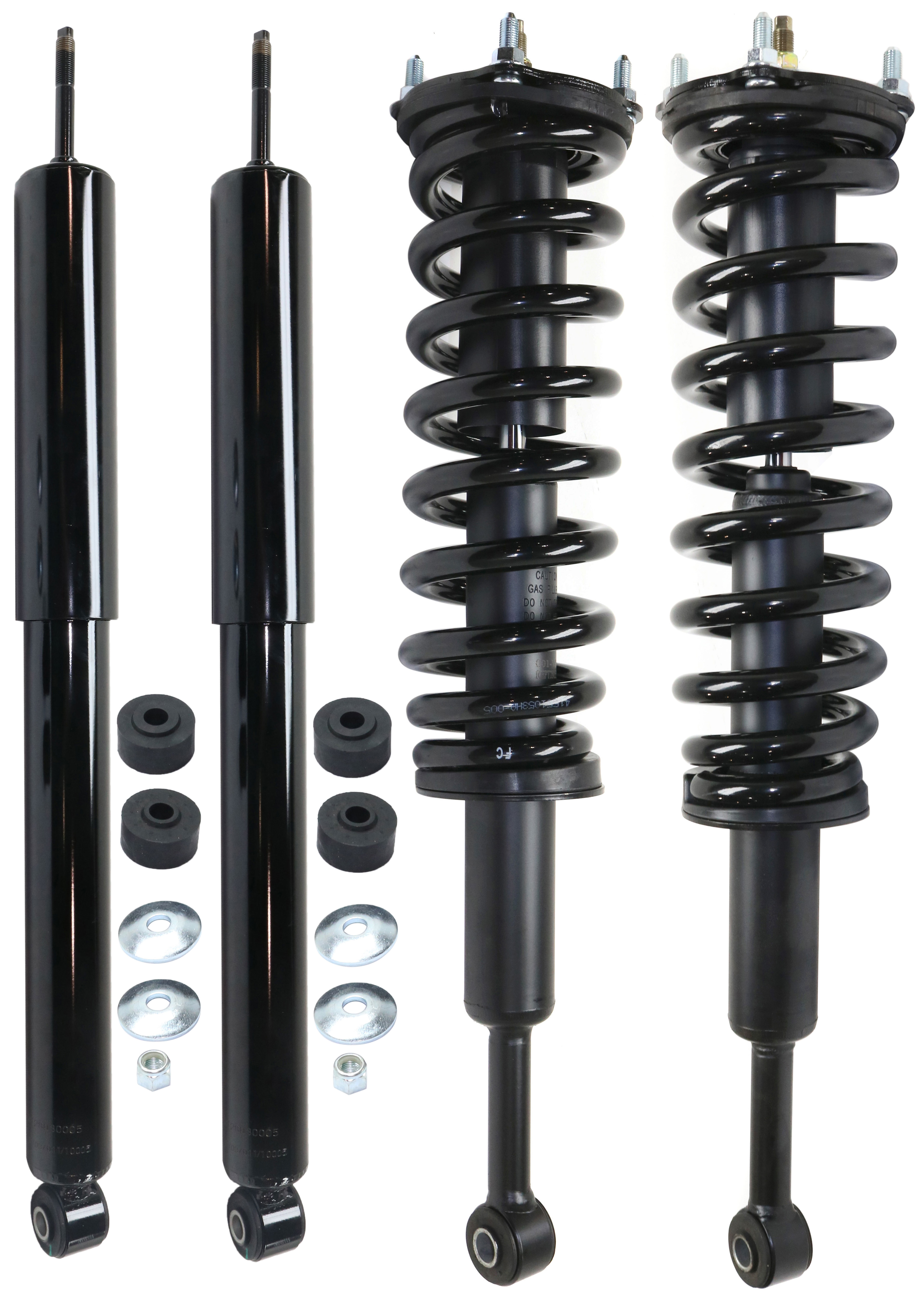AM TUNDRA 07-21 FRONT AND REAR SHOCK AND FULLY LOADED STRUT RH AND LH Gas Charged Twin tube Set of 4 SKU SET REPT280555-4 OEM 4853009M80 SR4473K 55S11921 SR