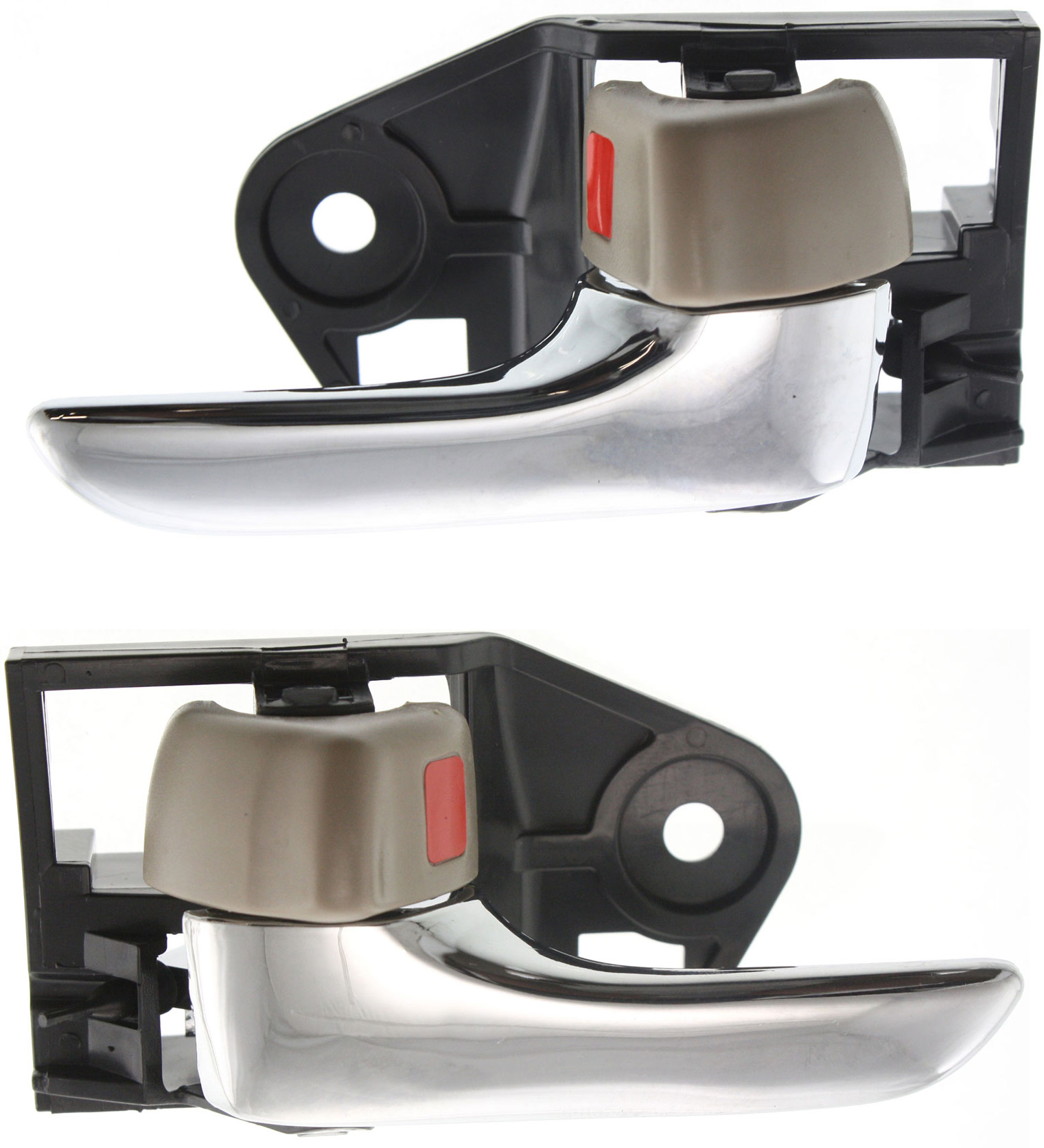 AM SOLARA 07-08 FRONT INTERIOR DOOR HANDLE RH AND LH Chrome Lever + Beige Ivory Knob SKU SET REPT462109 Partslink TO1353181 TO1352181 OEM 69205AA050A0-69206AA050A0